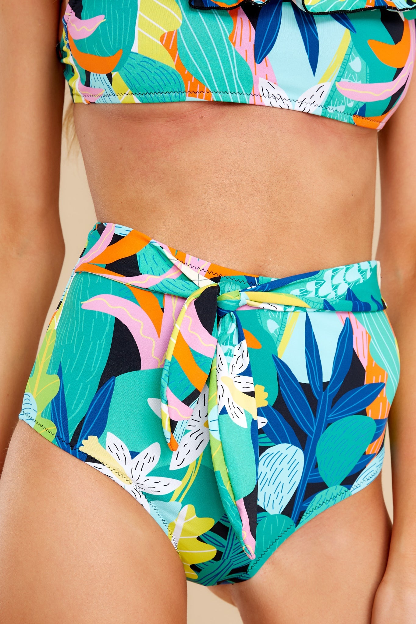 Watching The Sea Turquoise Multi Print Bikini Bottoms