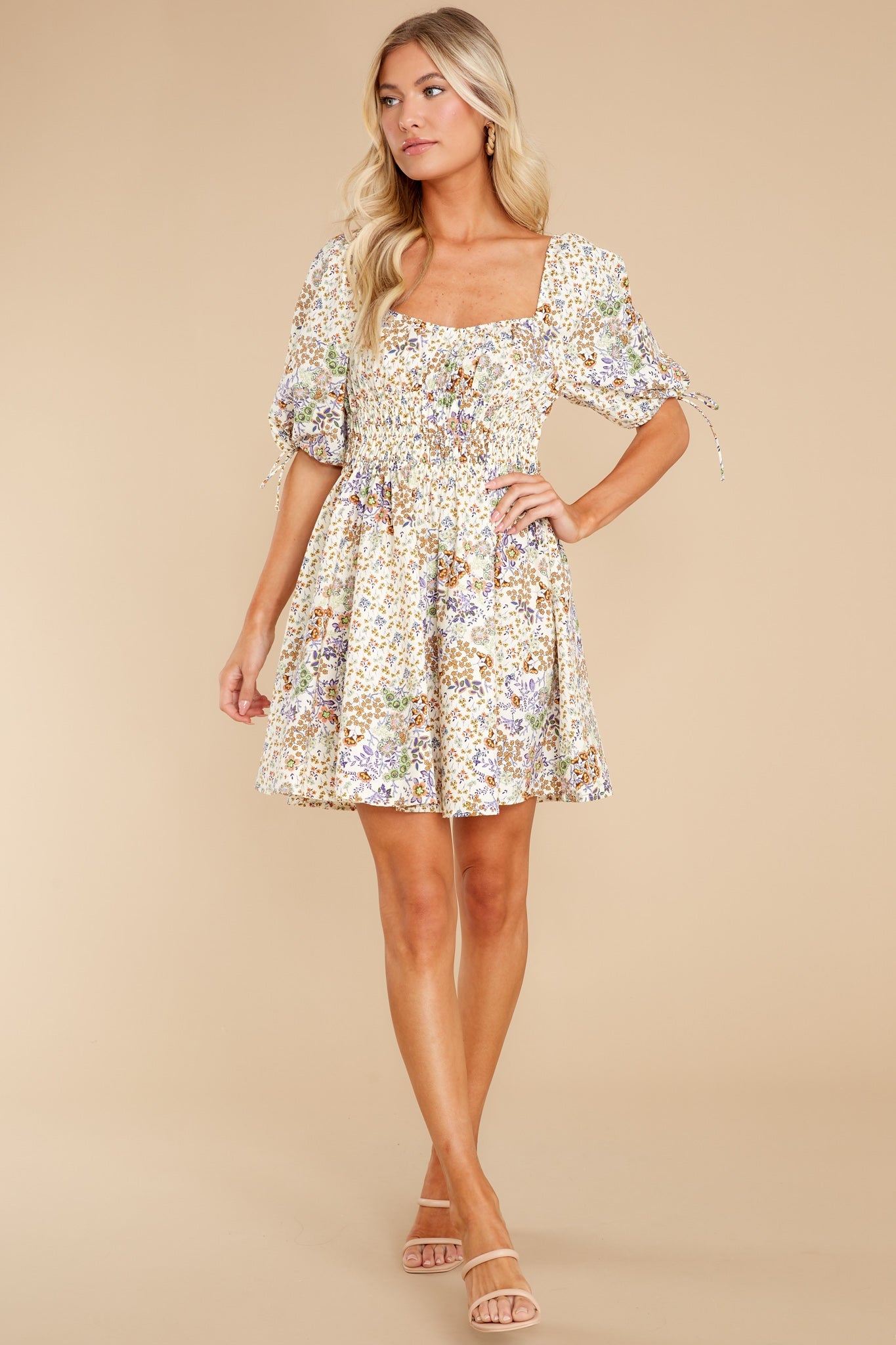 Love And Affection Ivory Floral Print Dress