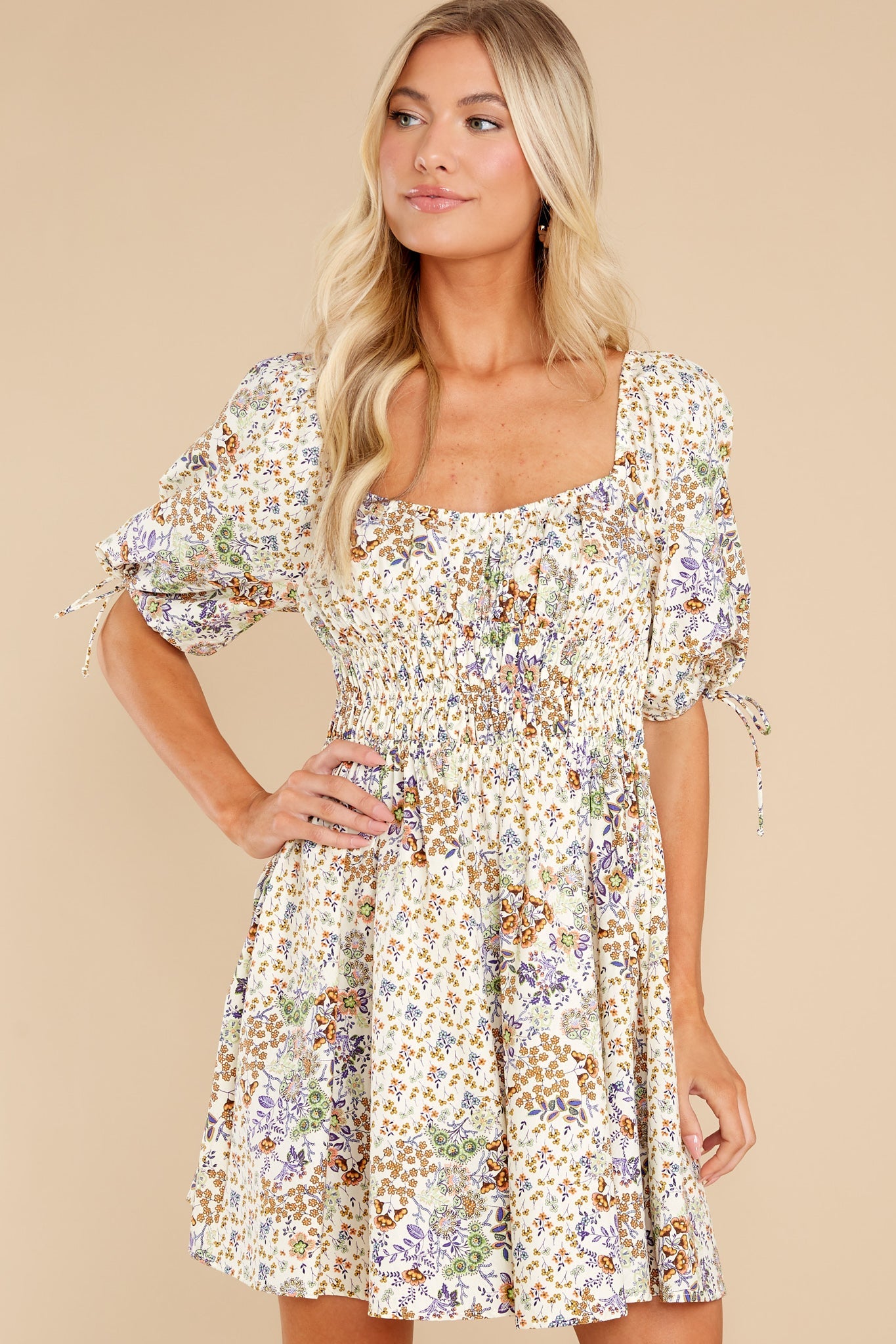 Love And Affection Ivory Floral Print Dress