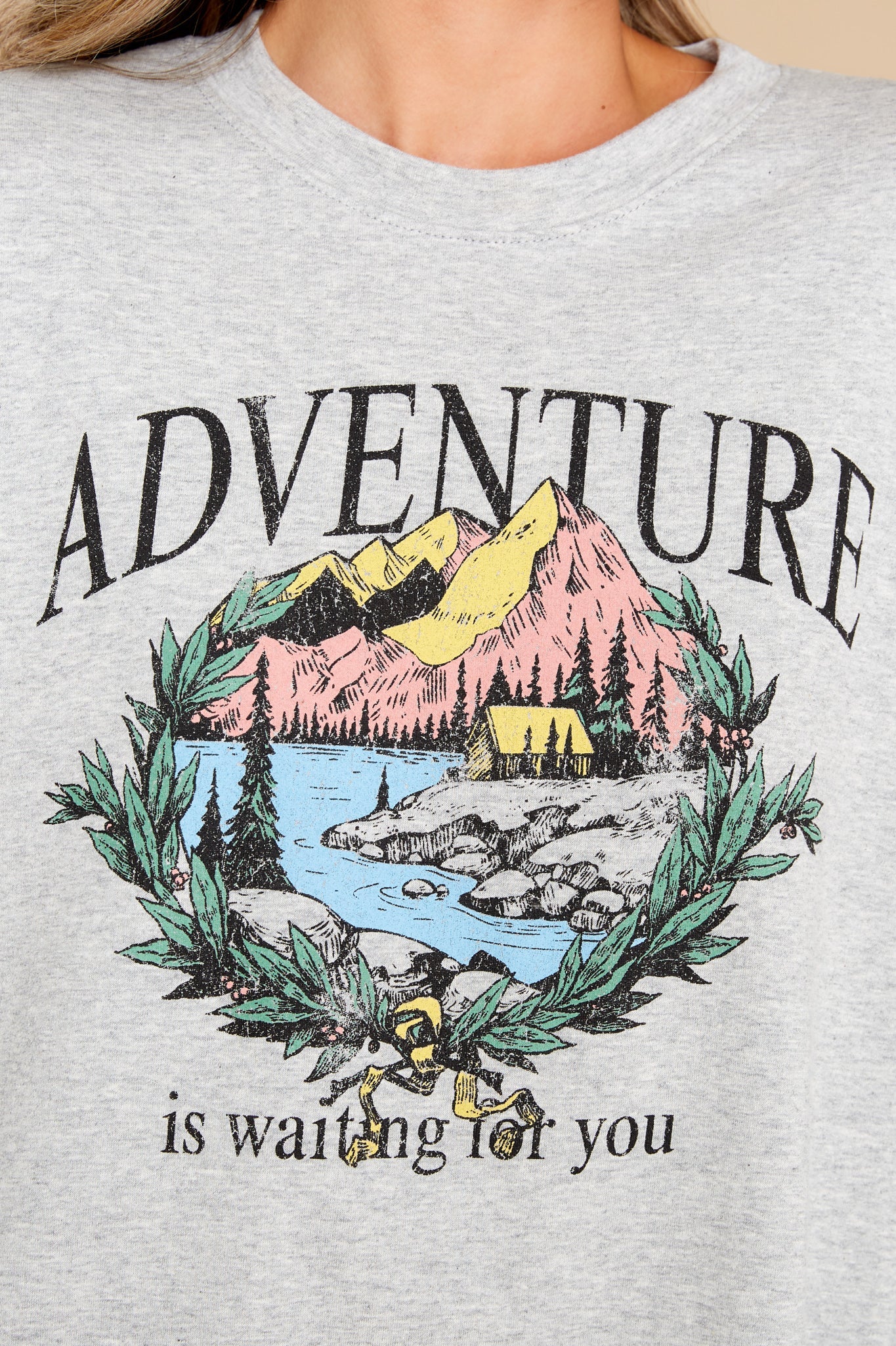 Time For Adventure Grey Graphic Sweatshirt