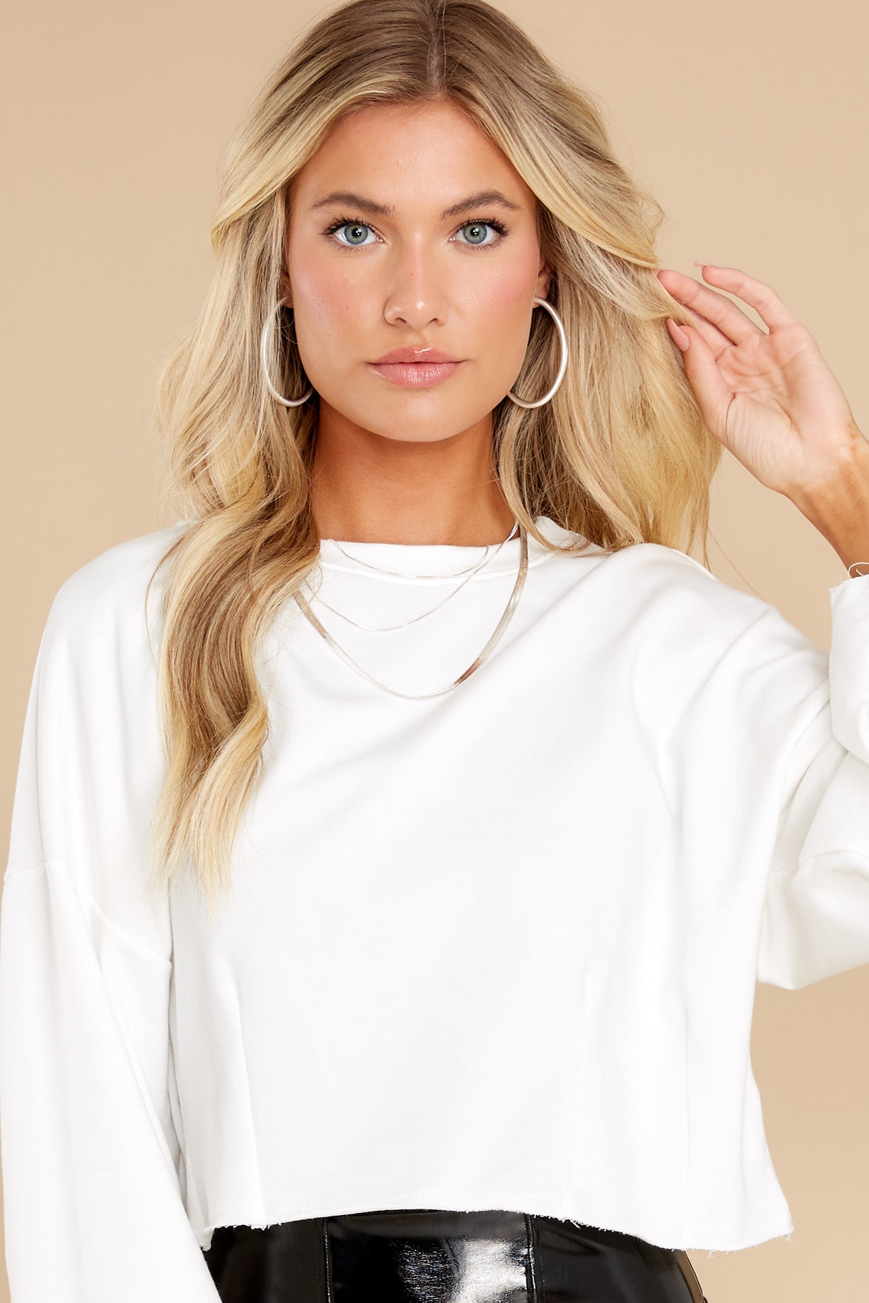 Something Good Ivory Crop Sweatshirt