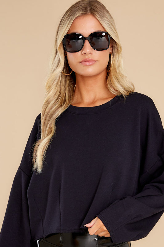 Something Good Black Crop Sweatshirt