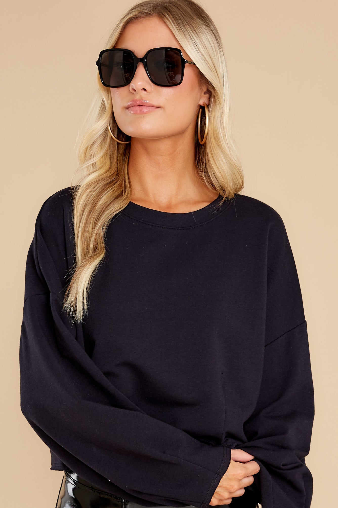 Something Good Black Crop Sweatshirt