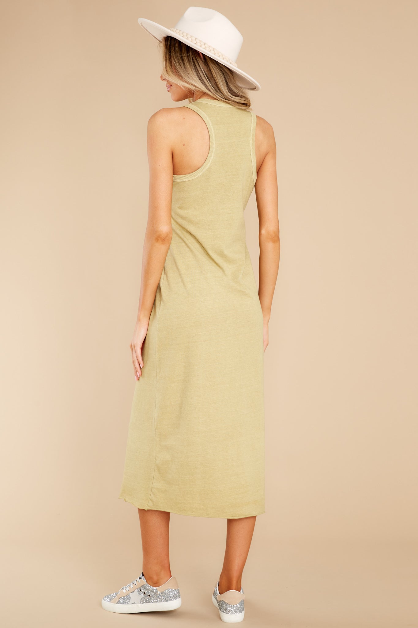 Natural Comfort Light Sage Green Midi Dress