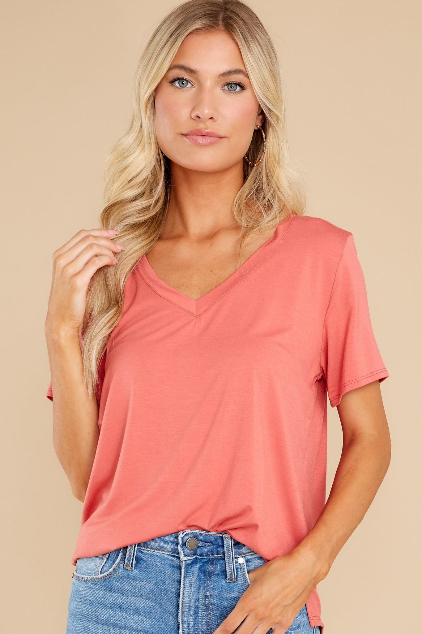 Okay With Me Coral Top