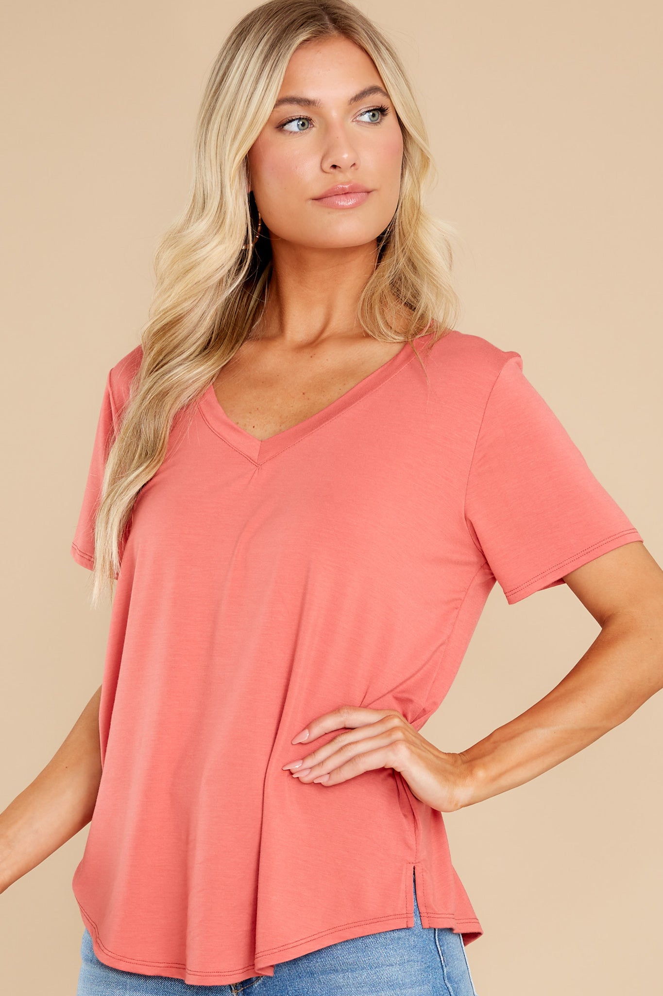 Okay With Me Coral Top