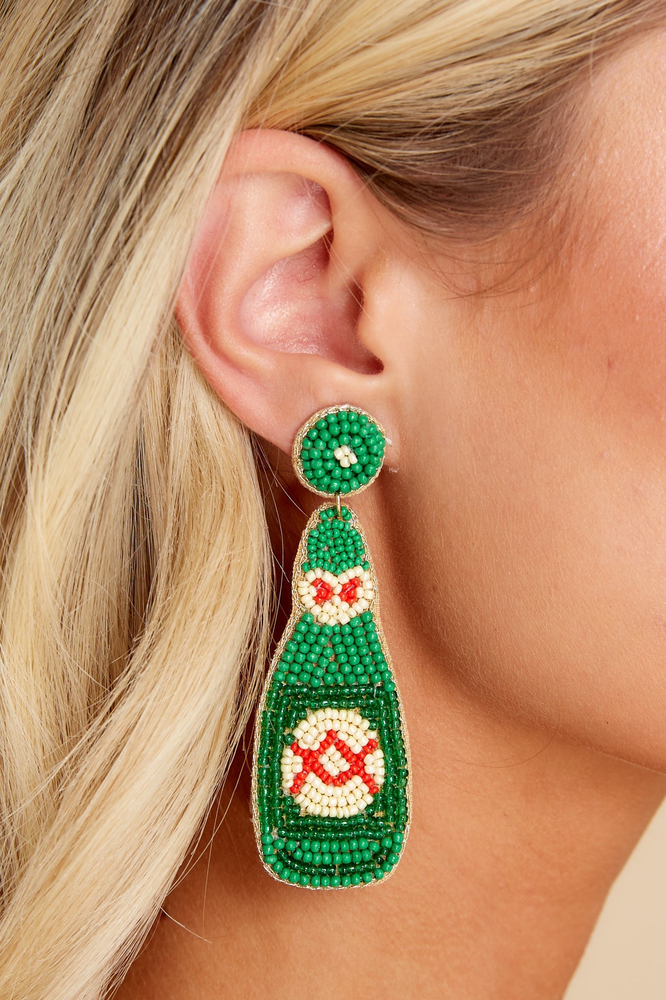 Dos Botellas Green Beaded Earrings