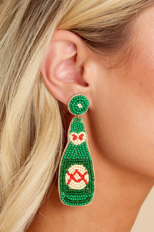 Dos Botellas Green Beaded Earrings