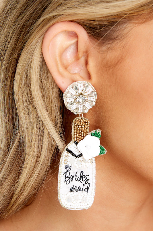 Time To Celebrate White Beaded Earrings