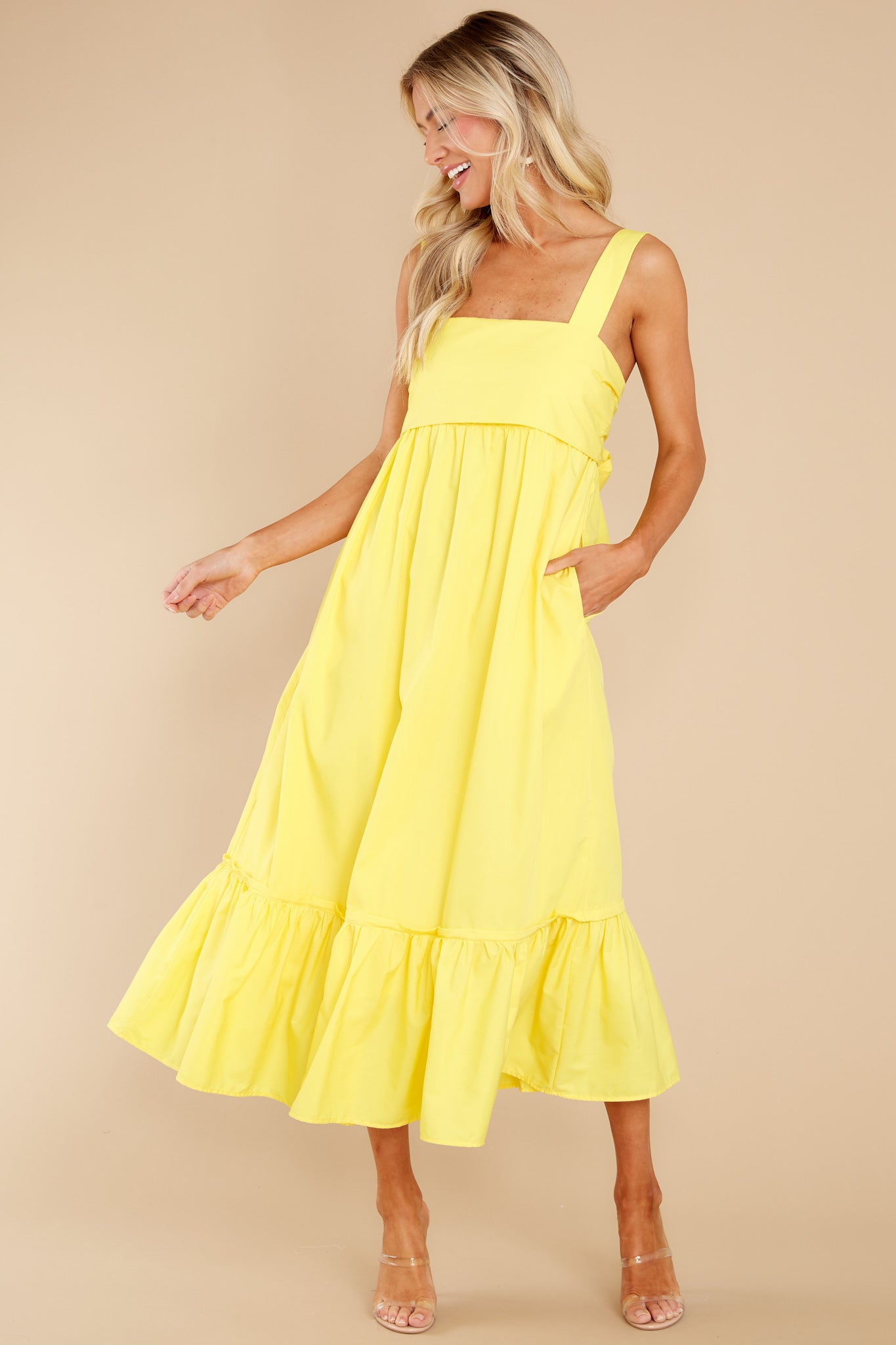 Such A Stunner Yellow Midi Dress