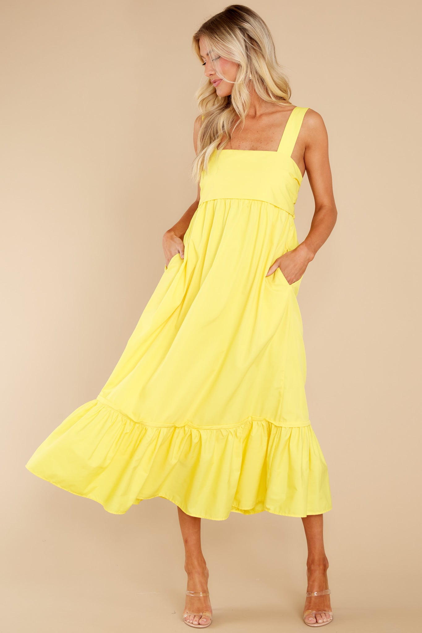 Such A Stunner Yellow Midi Dress