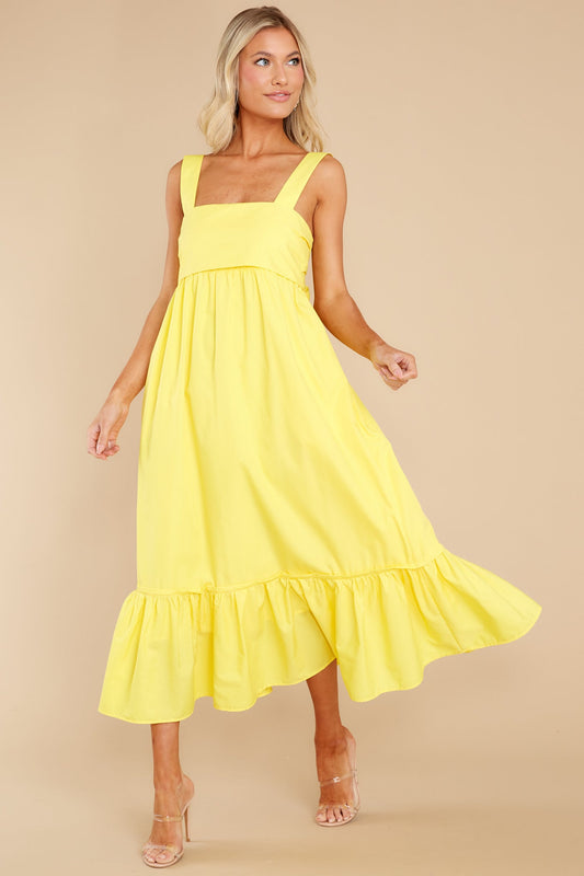 Such A Stunner Yellow Midi Dress