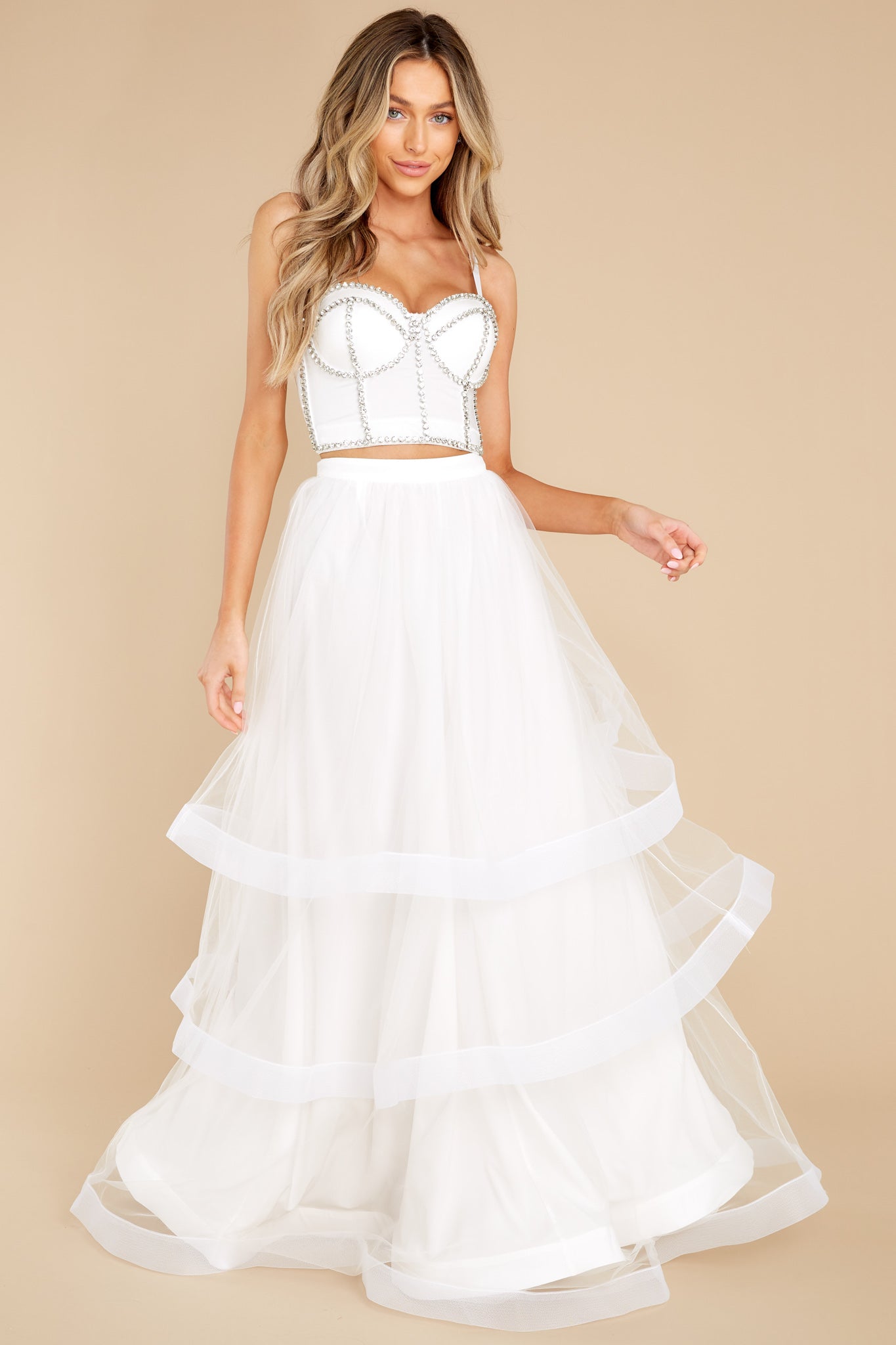 Celebrity Status White Rhinestone Top