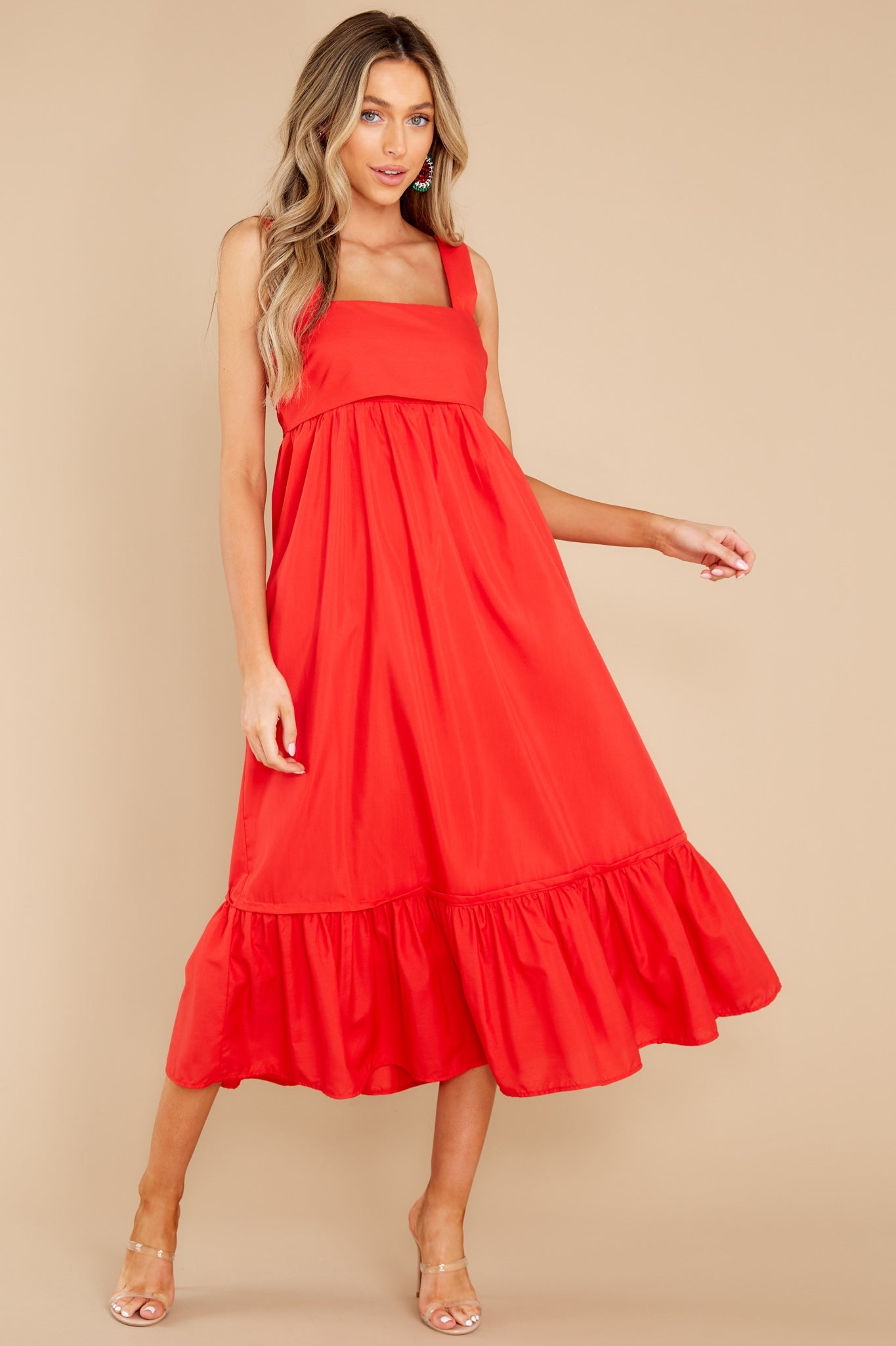 Such A Stunner Red Midi Dress