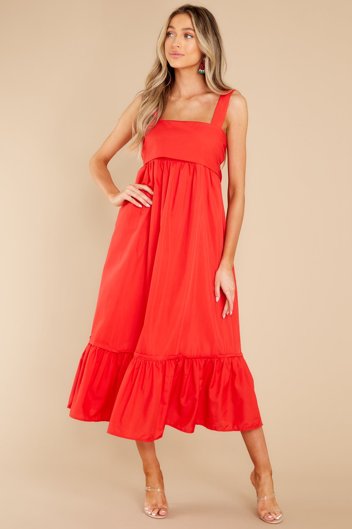 Such A Stunner Red Midi Dress