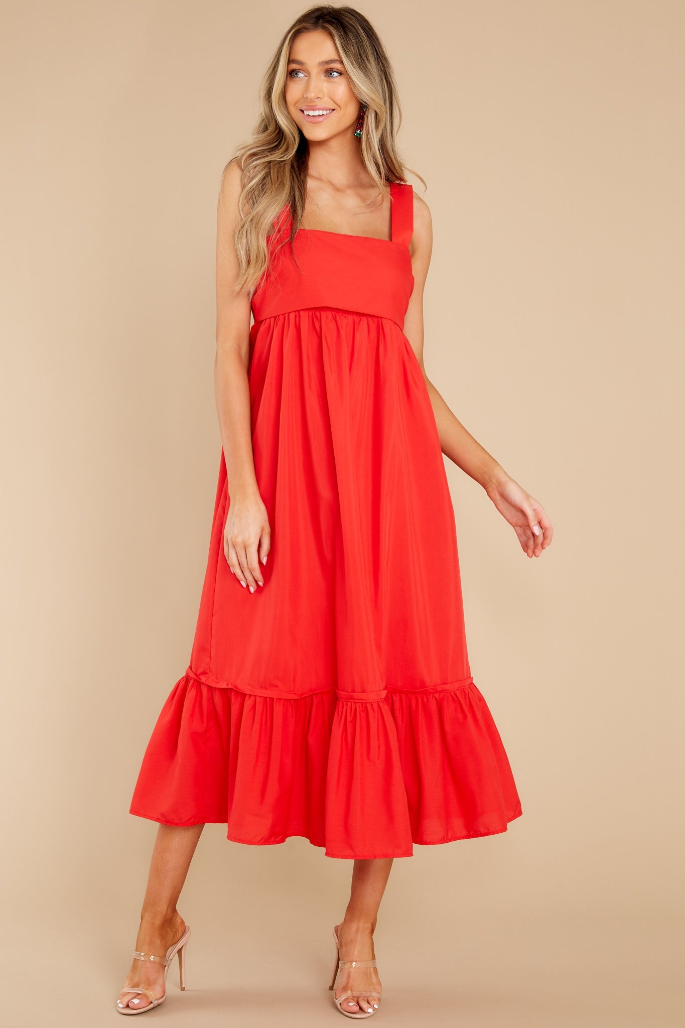 Such A Stunner Red Midi Dress