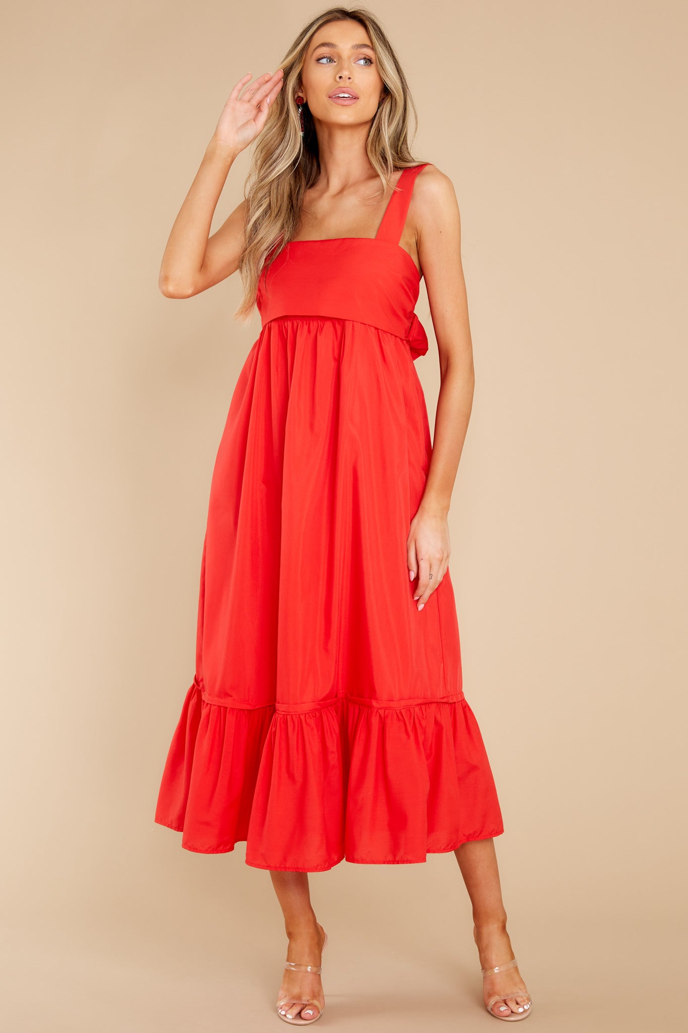 Such A Stunner Red Midi Dress