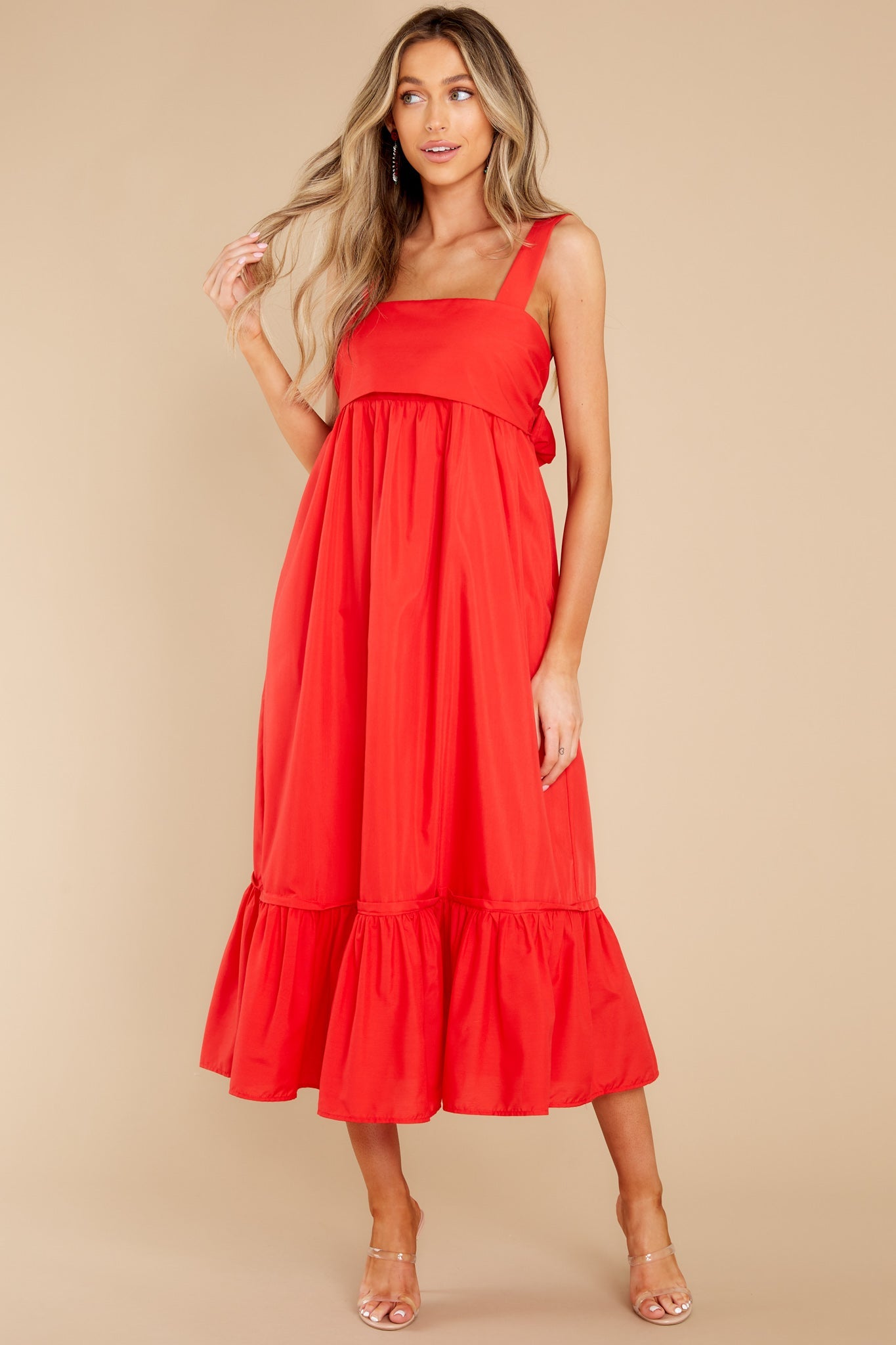 Such A Stunner Red Midi Dress