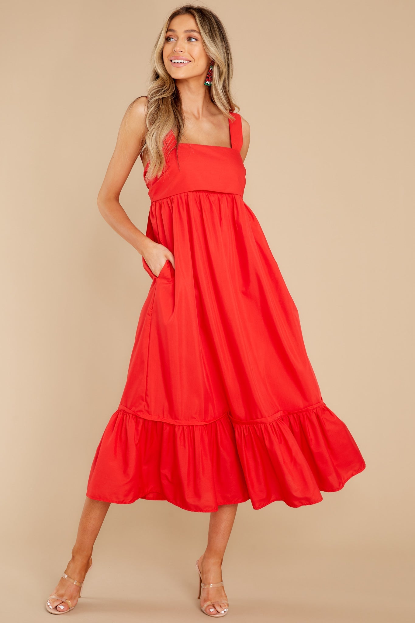 Such A Stunner Red Midi Dress