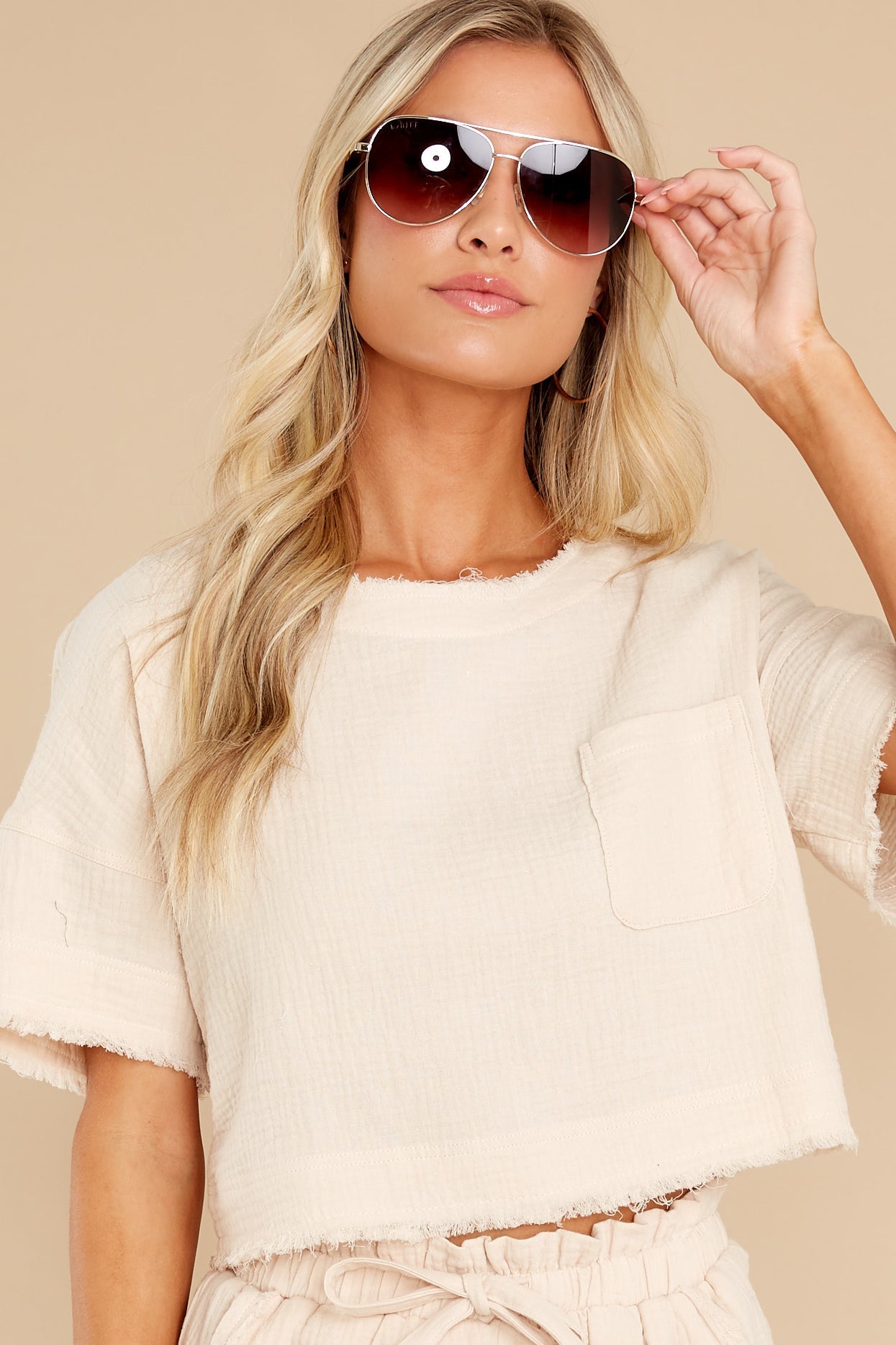 Hear The Waves Beige Two Piece Set