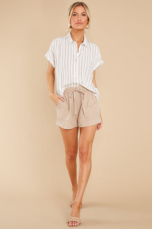 An Easy Win Grey And White Stripe Top