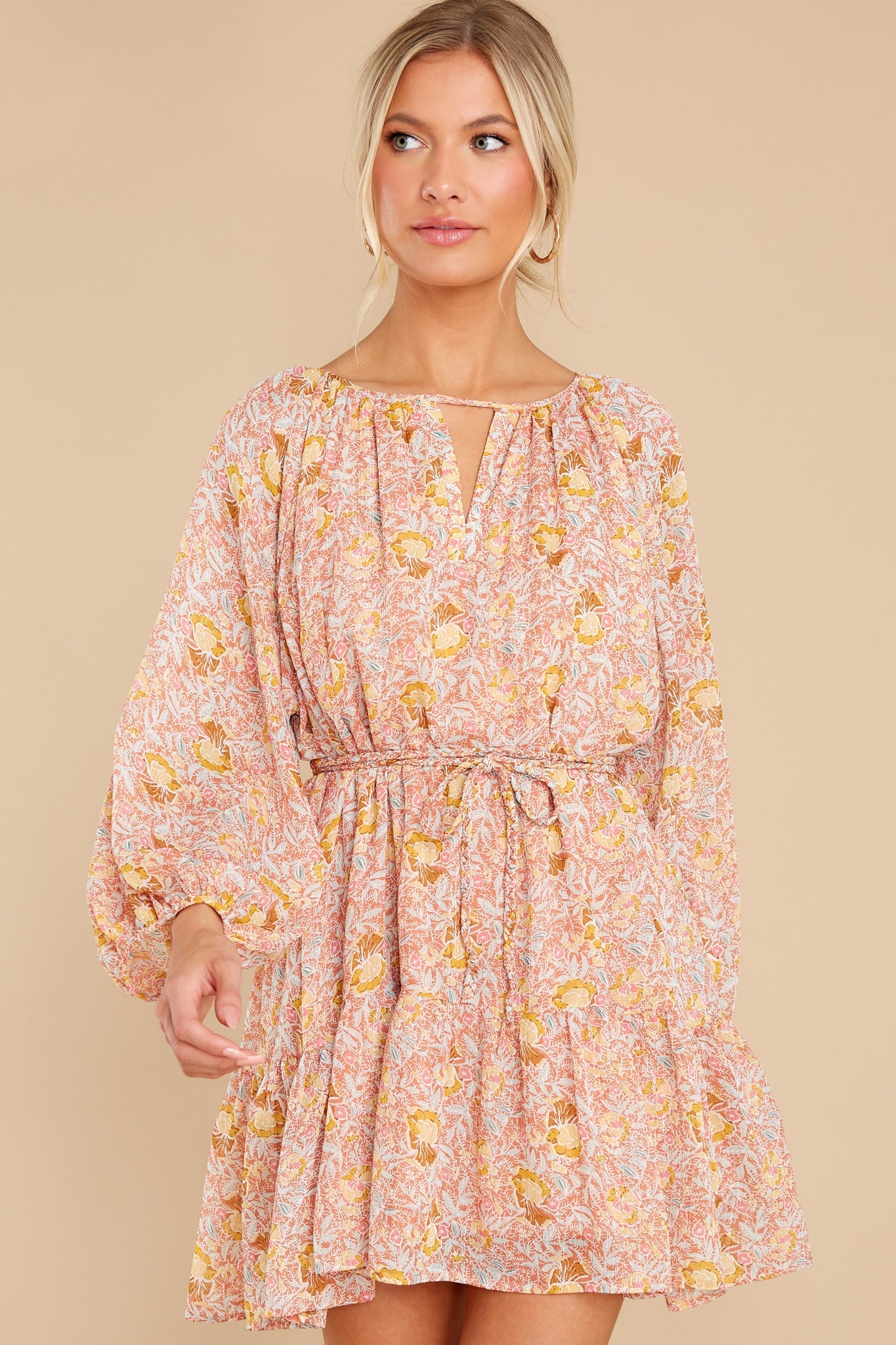 New Perspective Coral Multi Print Dress