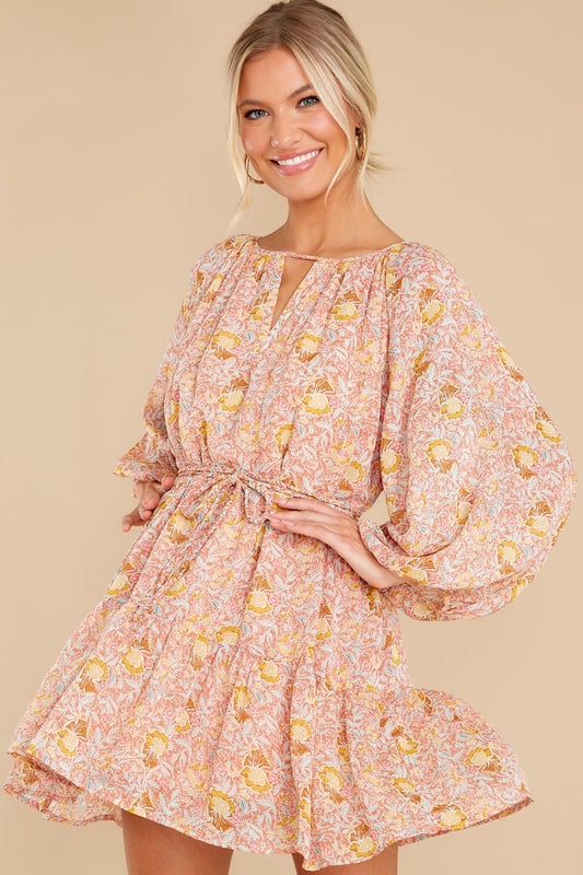 New Perspective Coral Multi Print Dress