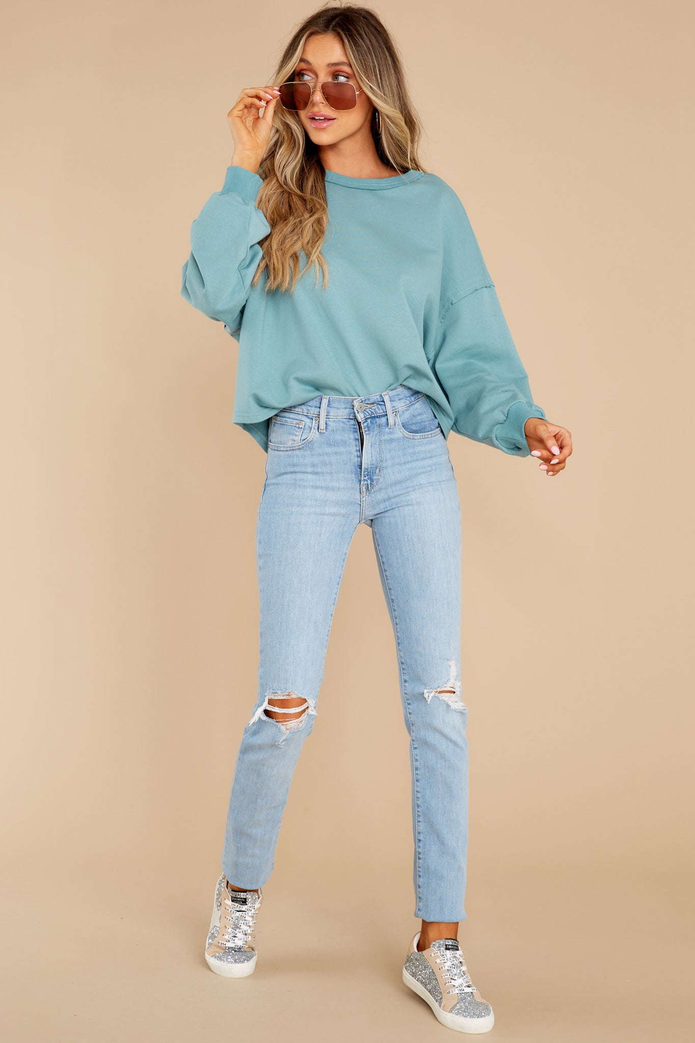 Always There For Me Turquoise Blue Top