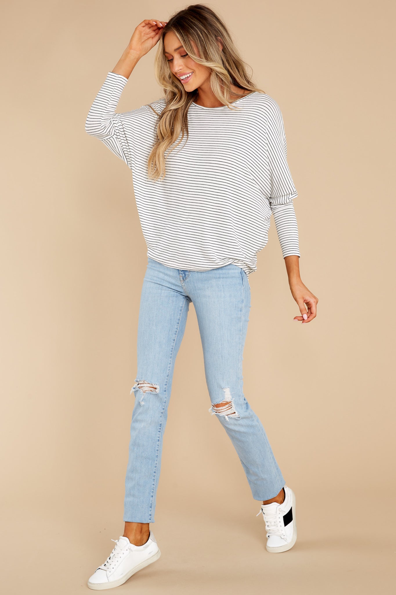 News Travels Fast White Stripe Tee