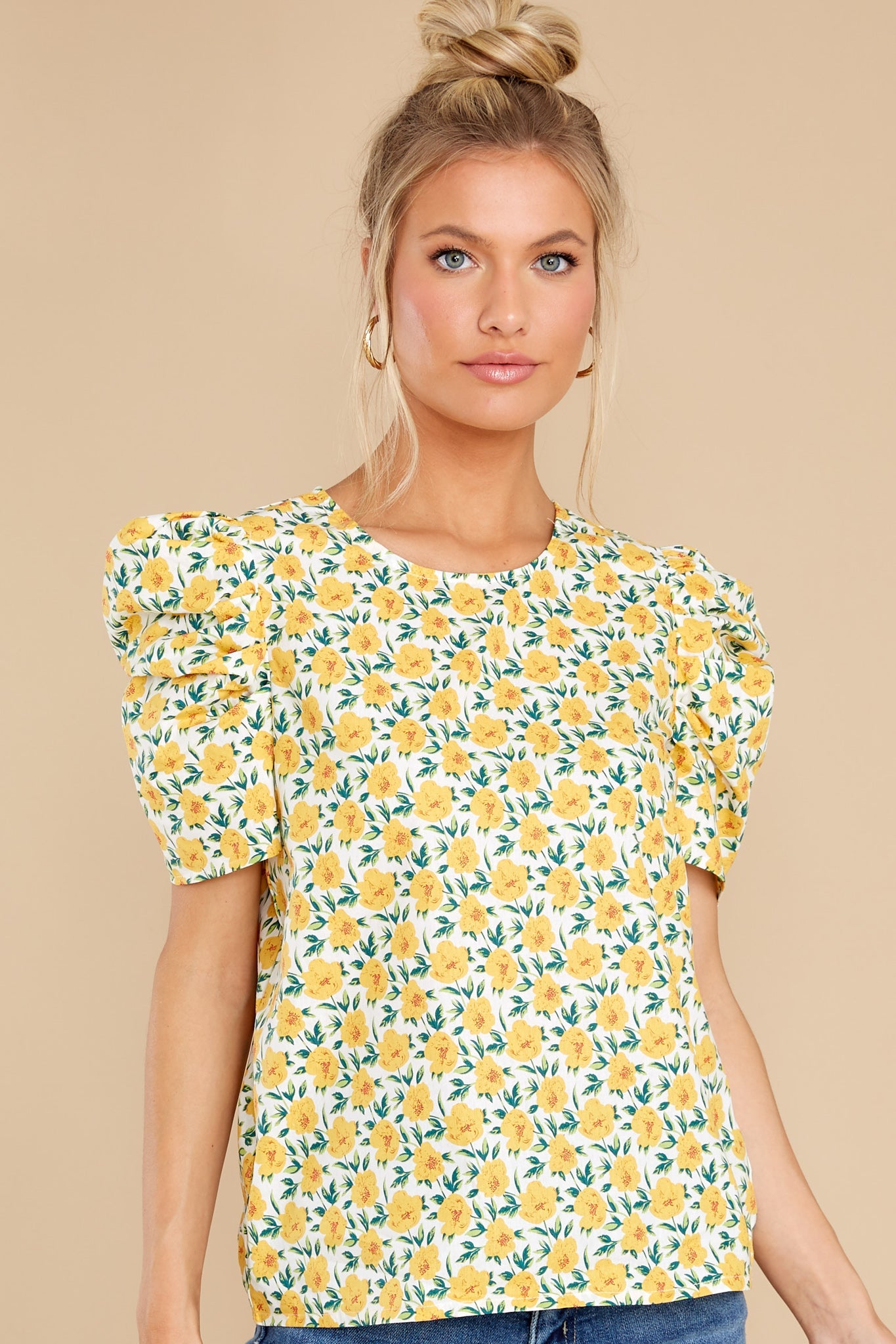 Keep Blooming Yellow Floral Print Top