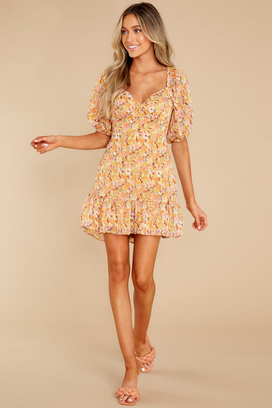 Sunny Songs Orange Floral Print Dress