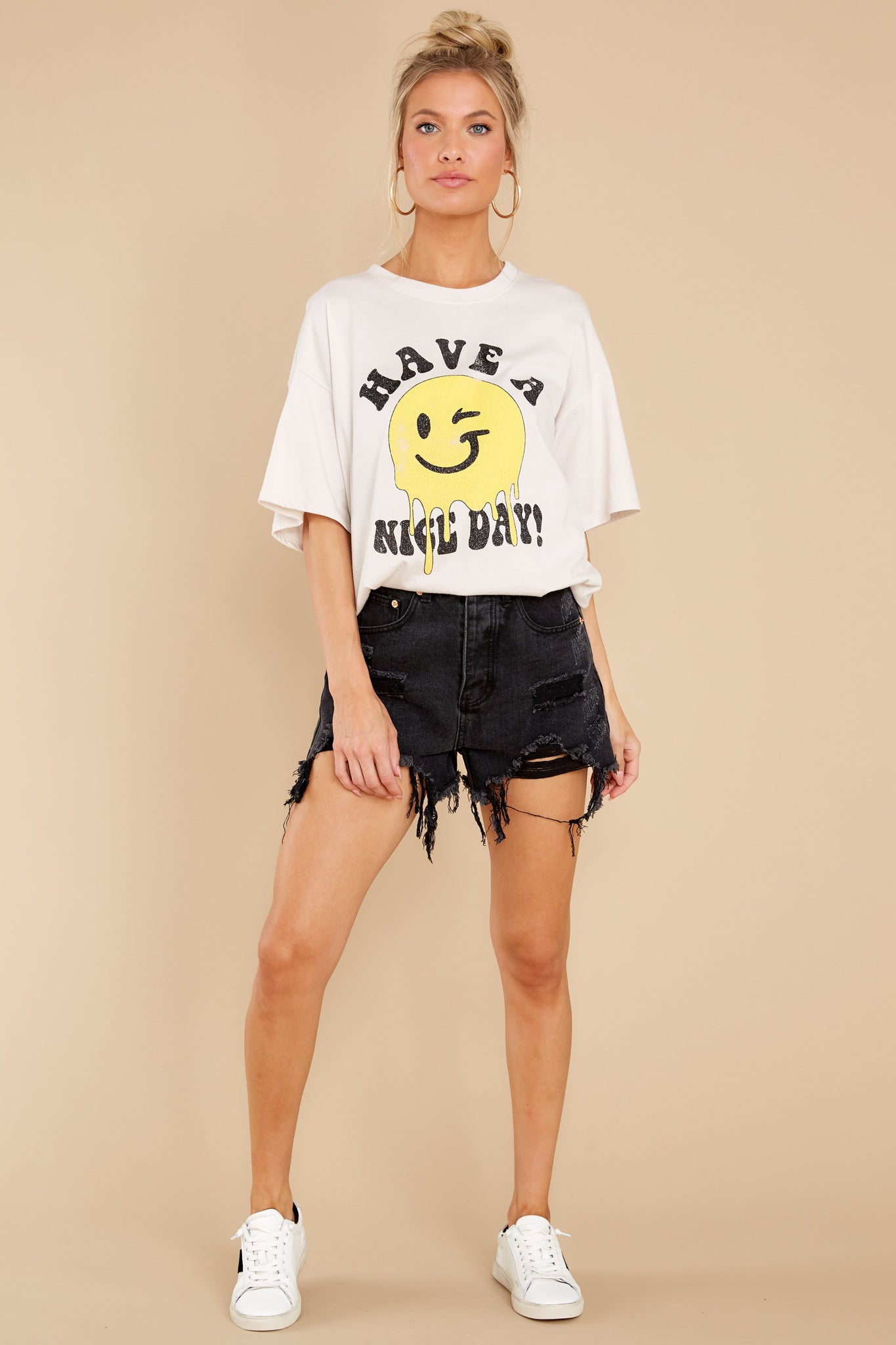 Can't Stop Smiling White Graphic Tee