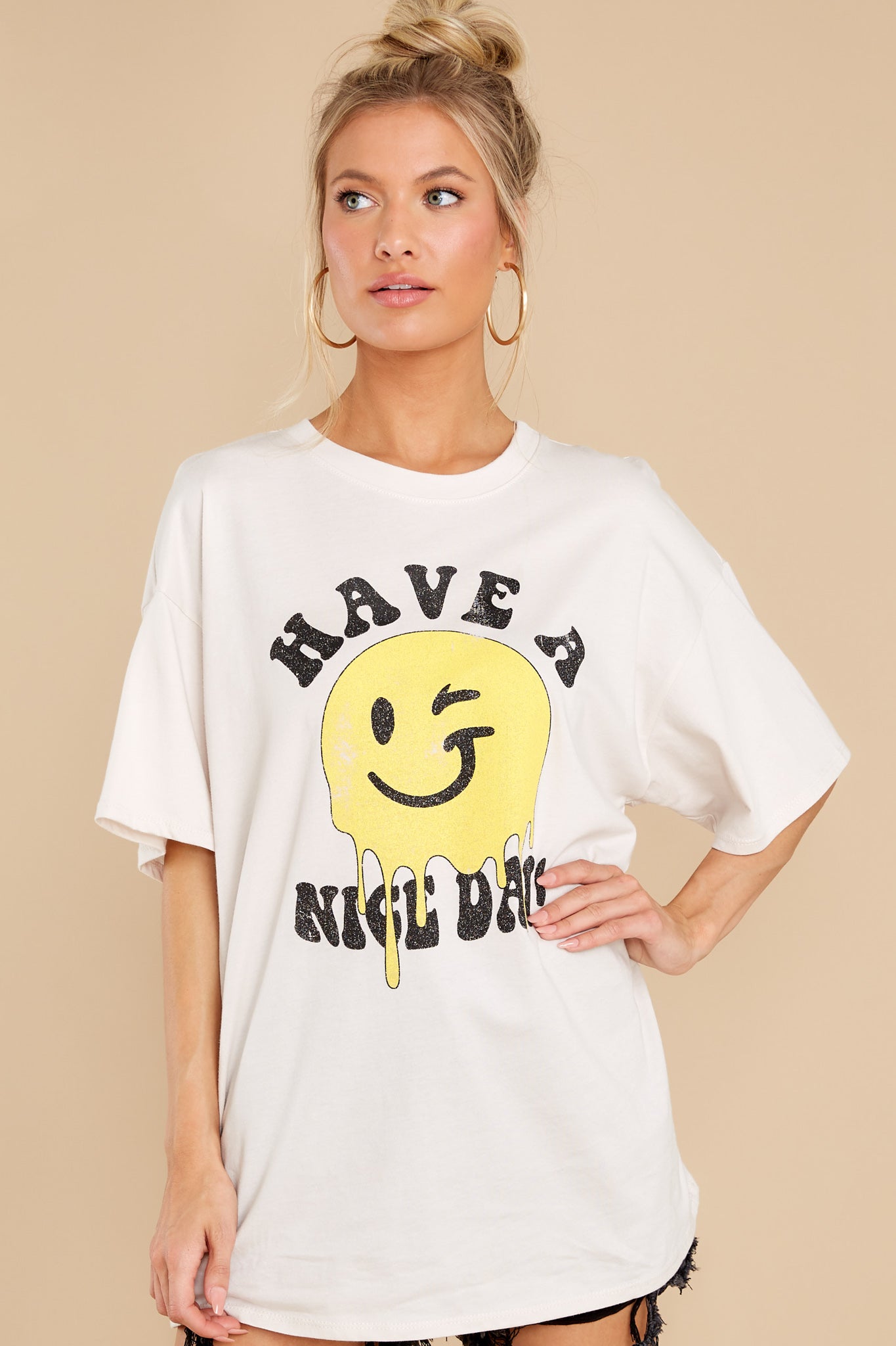 Can't Stop Smiling White Graphic Tee