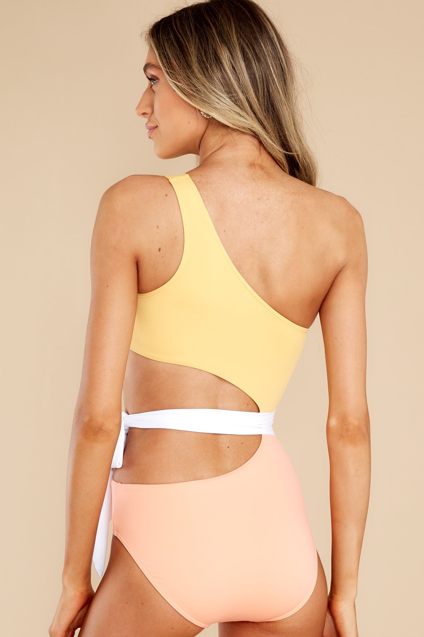 Sunset Boulevard Yellow And Peach One Piece Swimsuit