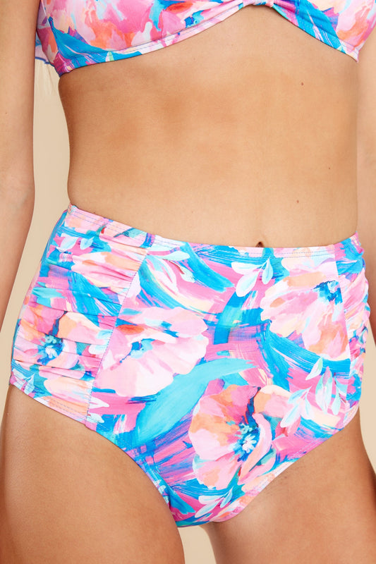 From The Cove Blue Multi Floral Print Bikini Bottoms