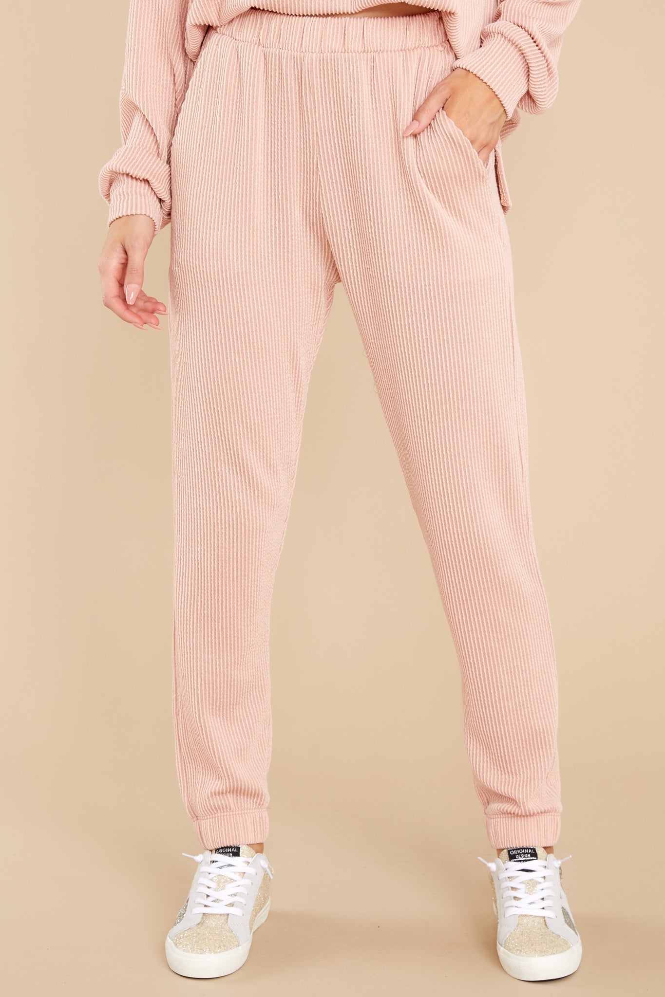 Keep The Motivation Light Peach Joggers