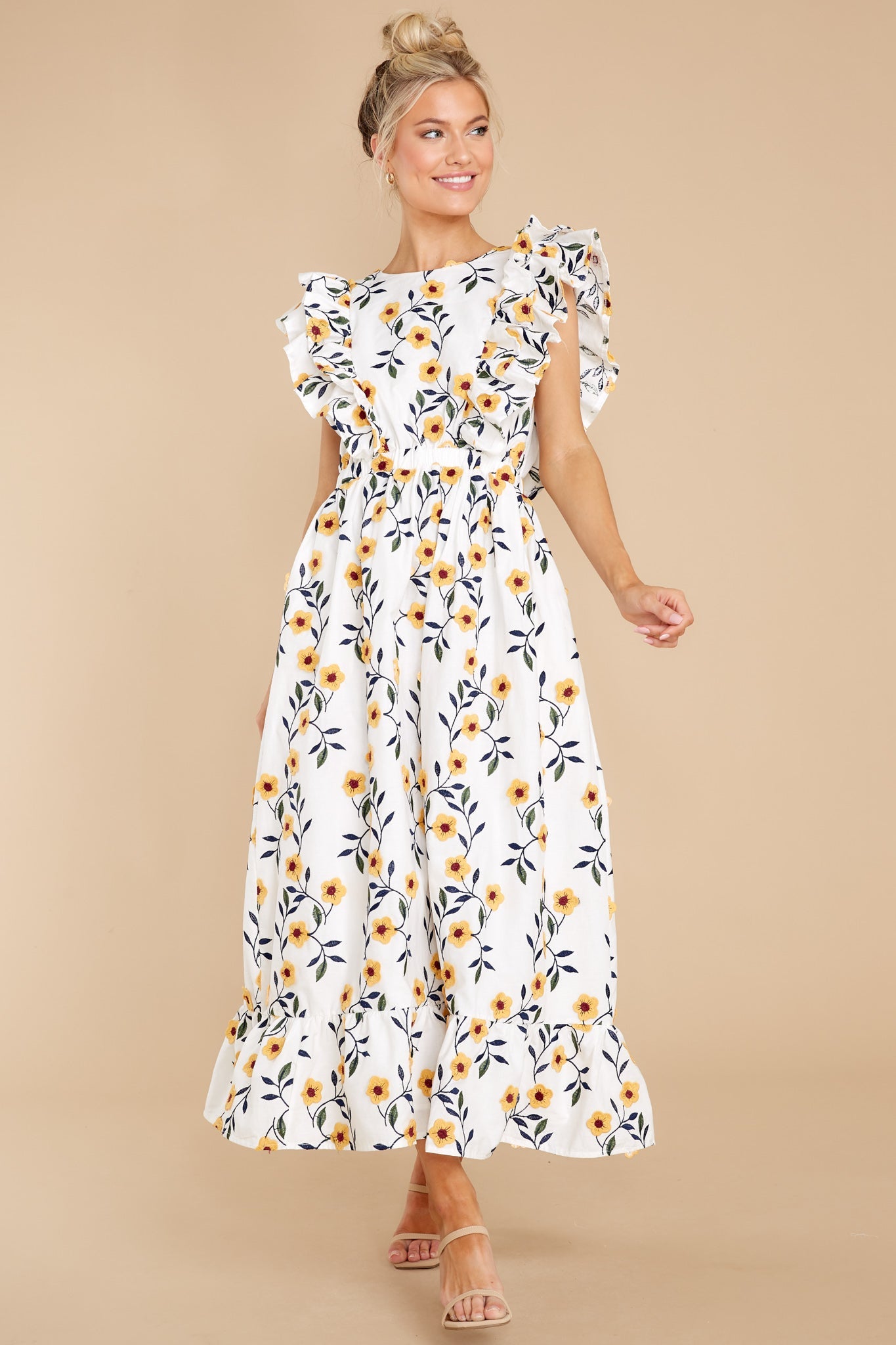 Bring Me Through The Garden White Floral Print Maxi Dress