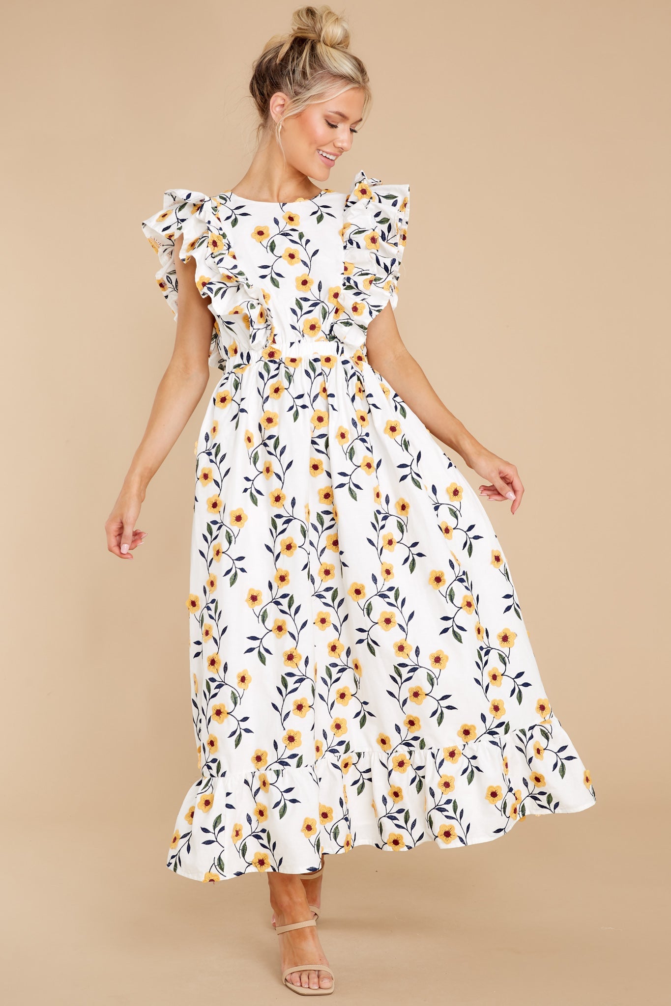 Bring Me Through The Garden White Floral Print Maxi Dress