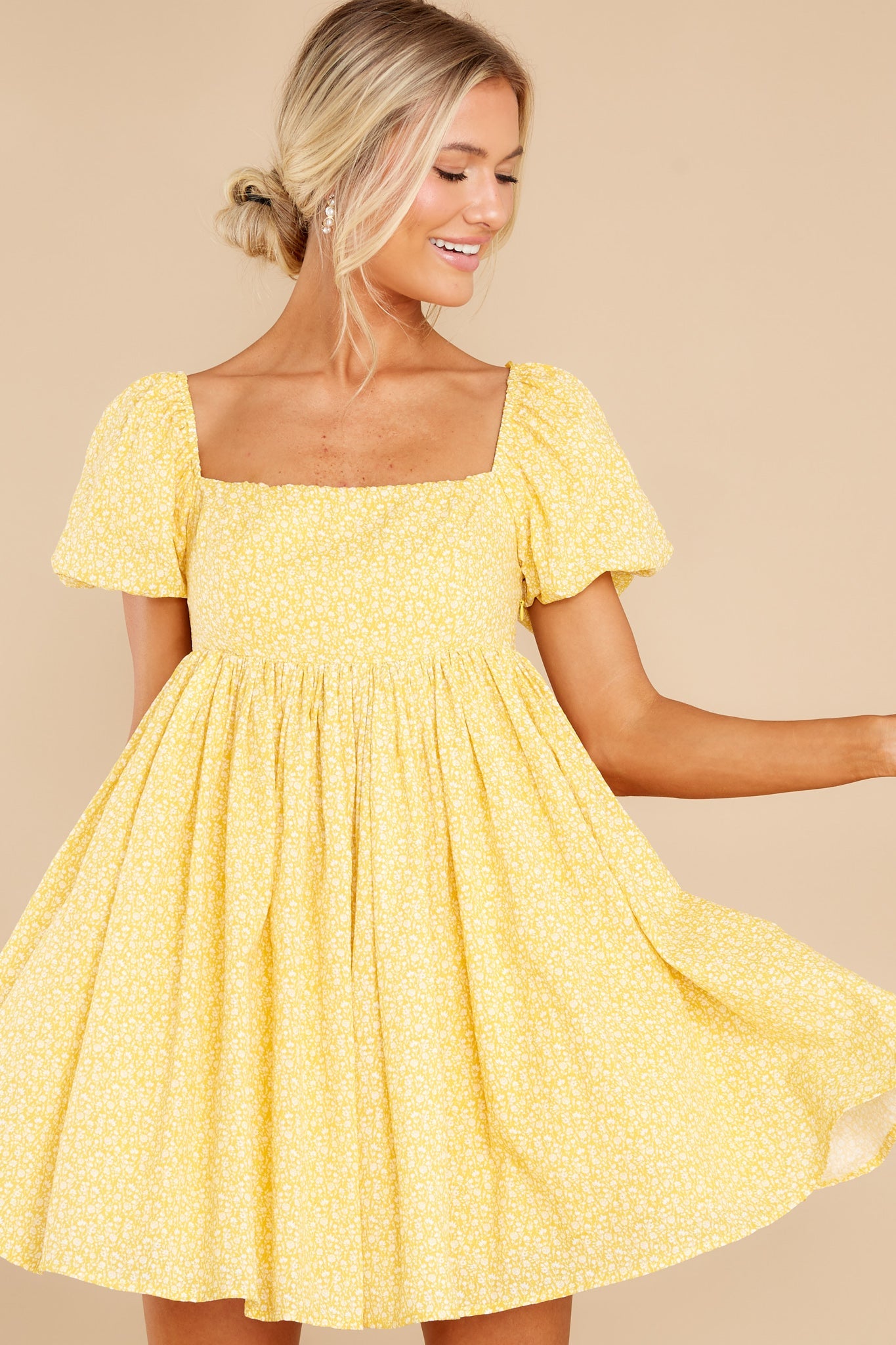 She's The One Yellow Floral Print Dress