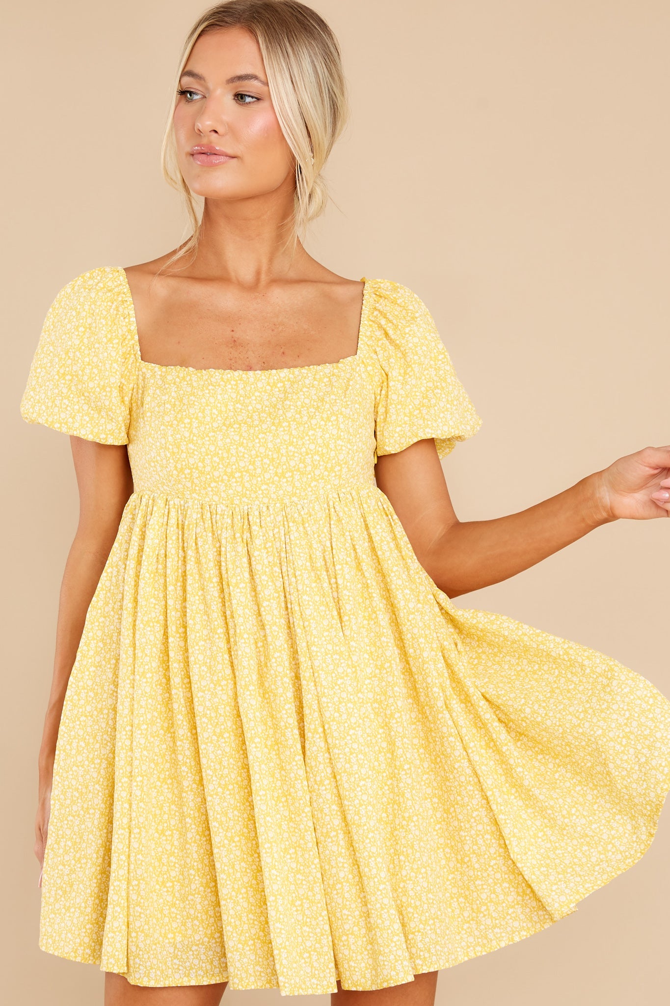 She's The One Yellow Floral Print Dress