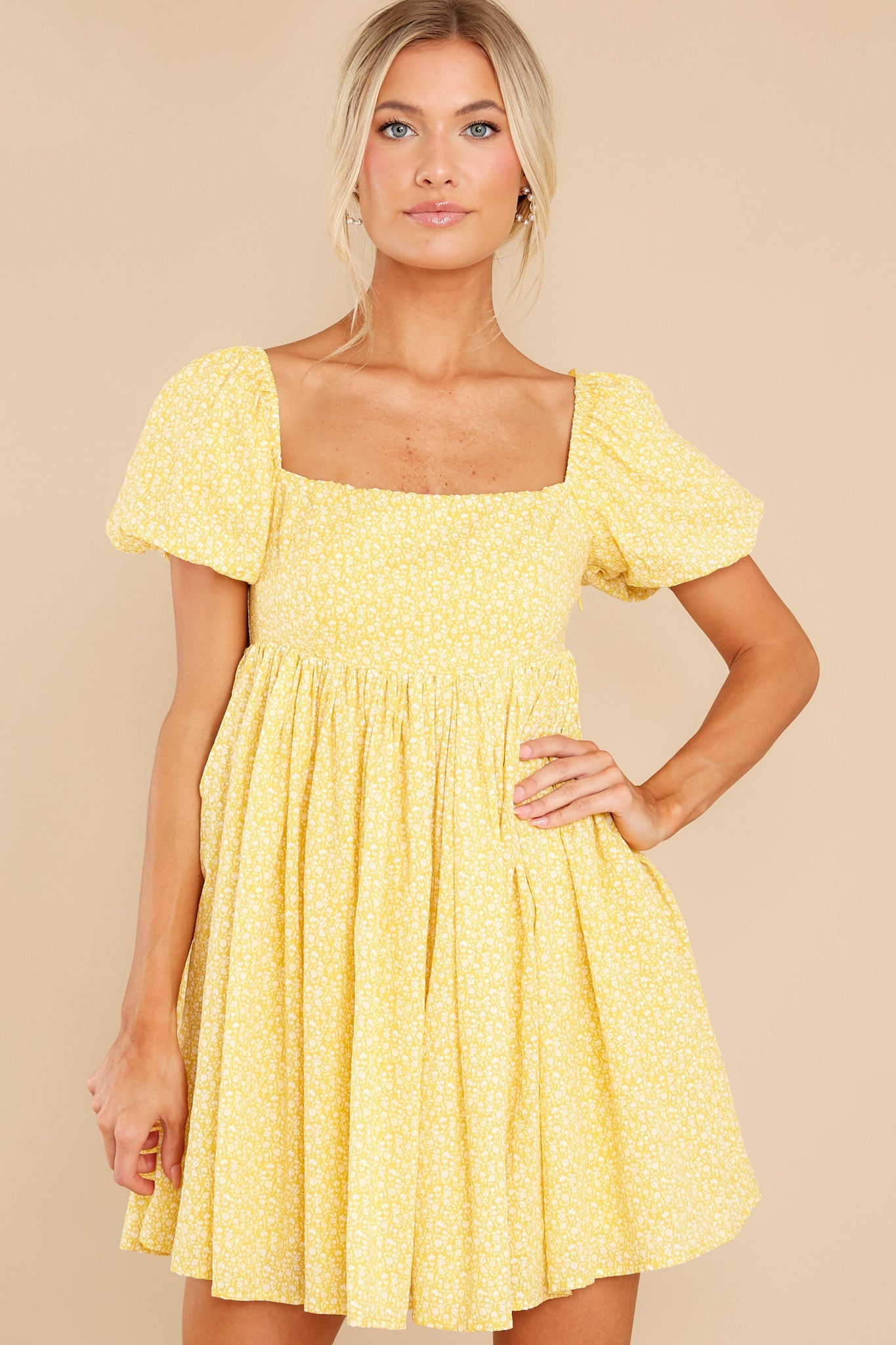 She's The One Yellow Floral Print Dress