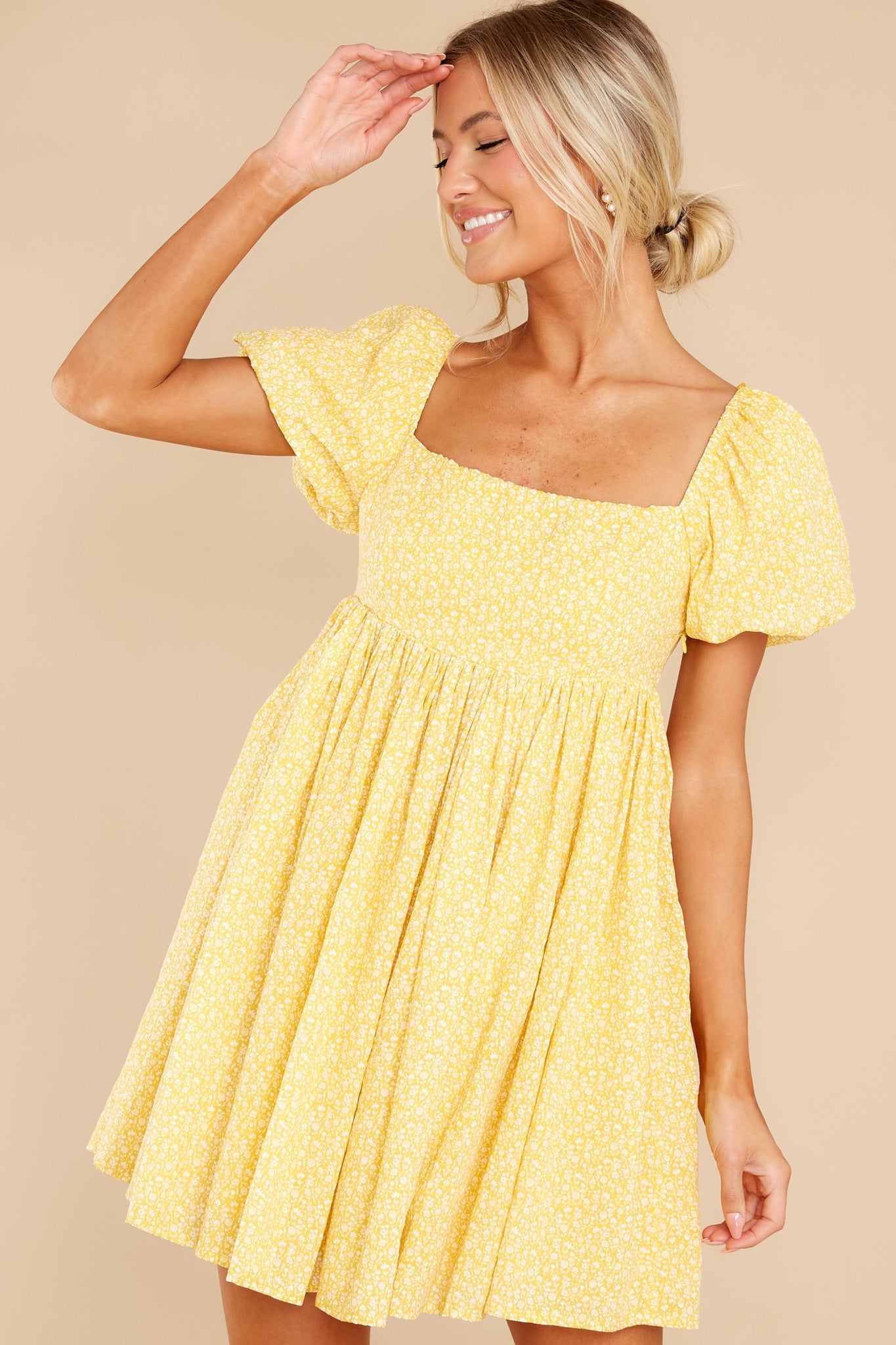 She's The One Yellow Floral Print Dress