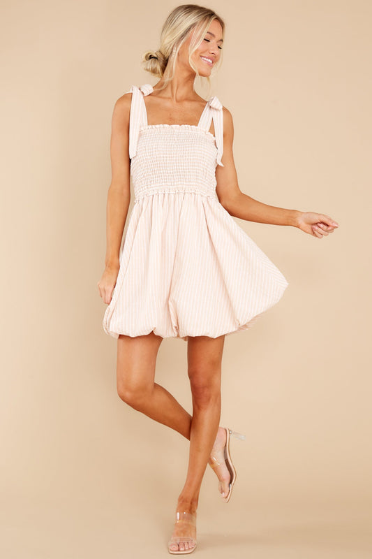 Sincerely Sweet Beige Striped Dress