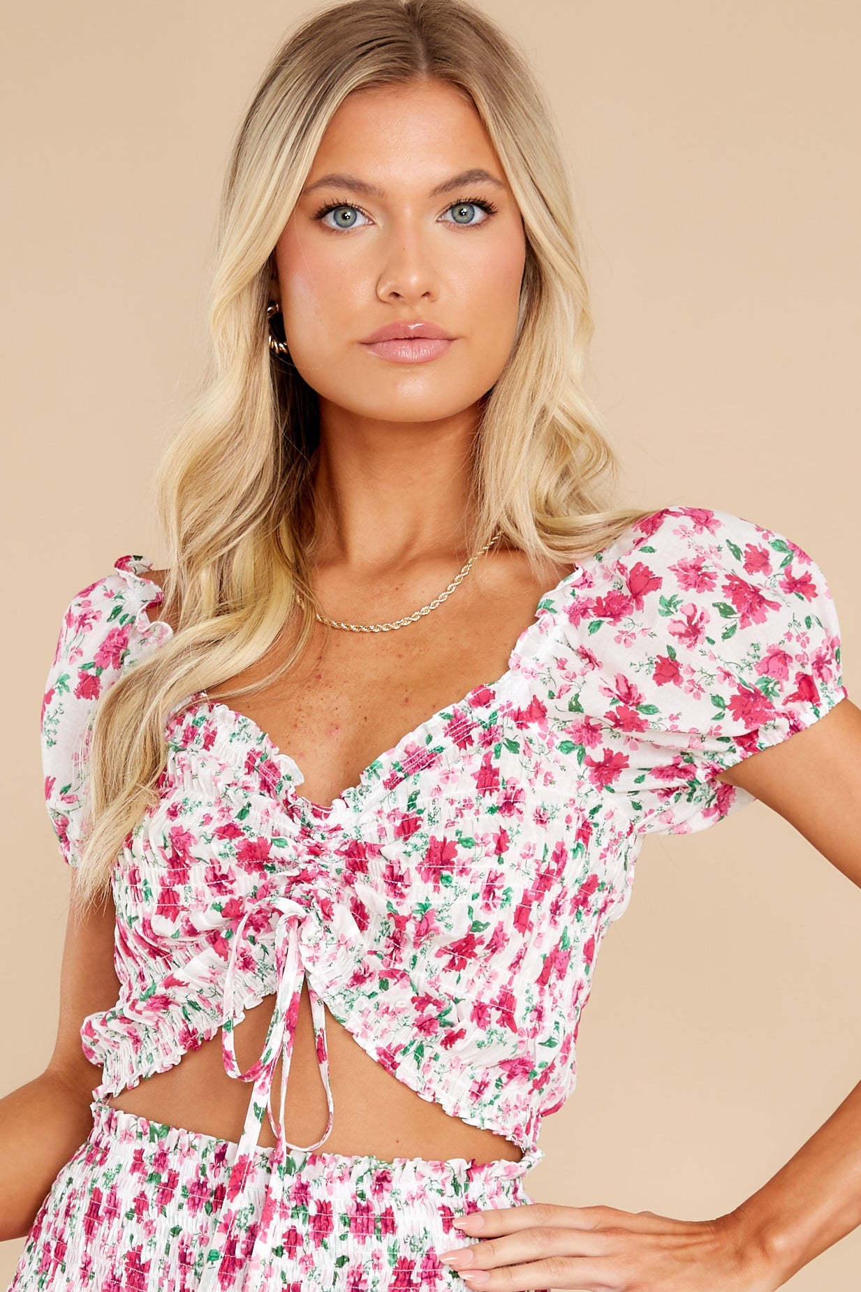 Dainty Blooms White Multi Floral Print Top