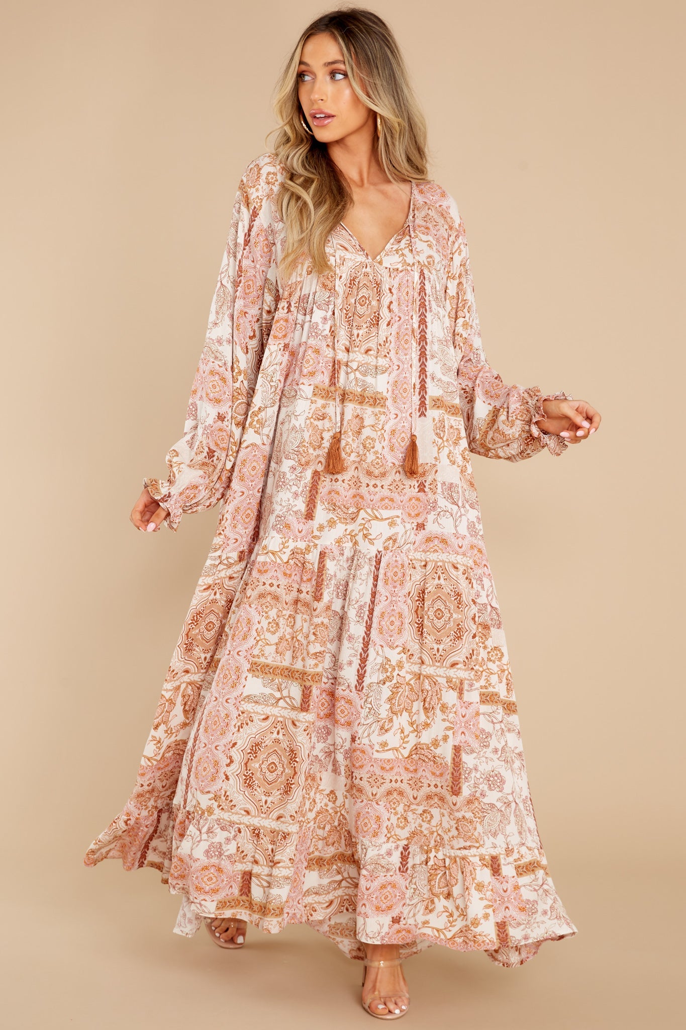 Fields Of Blooms Ivory Multi Print Maxi Dress