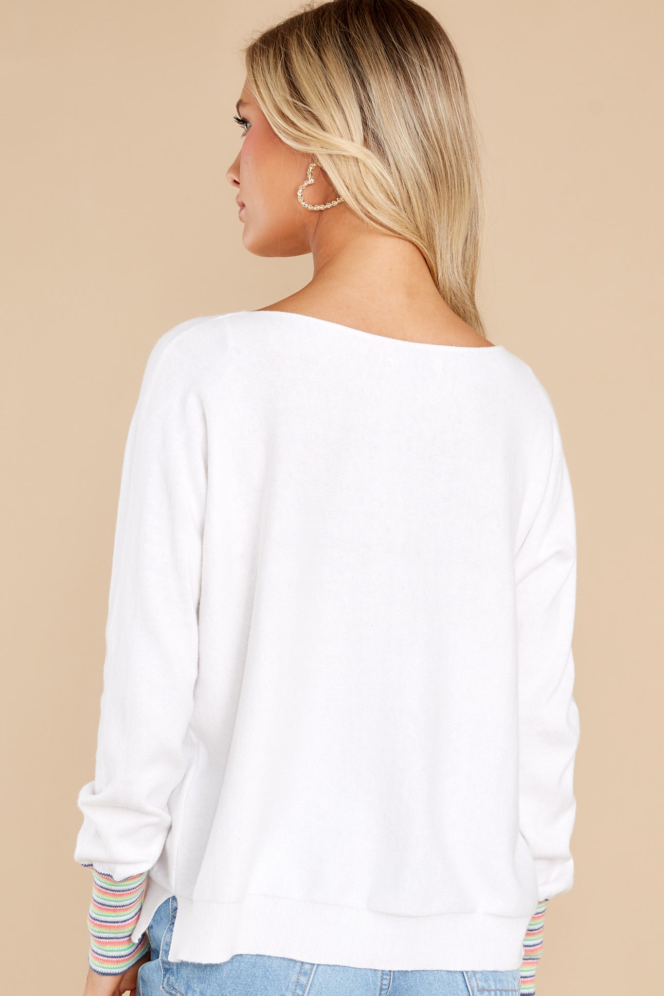Just A Daydreamer White Rainbow Stripe Sweater