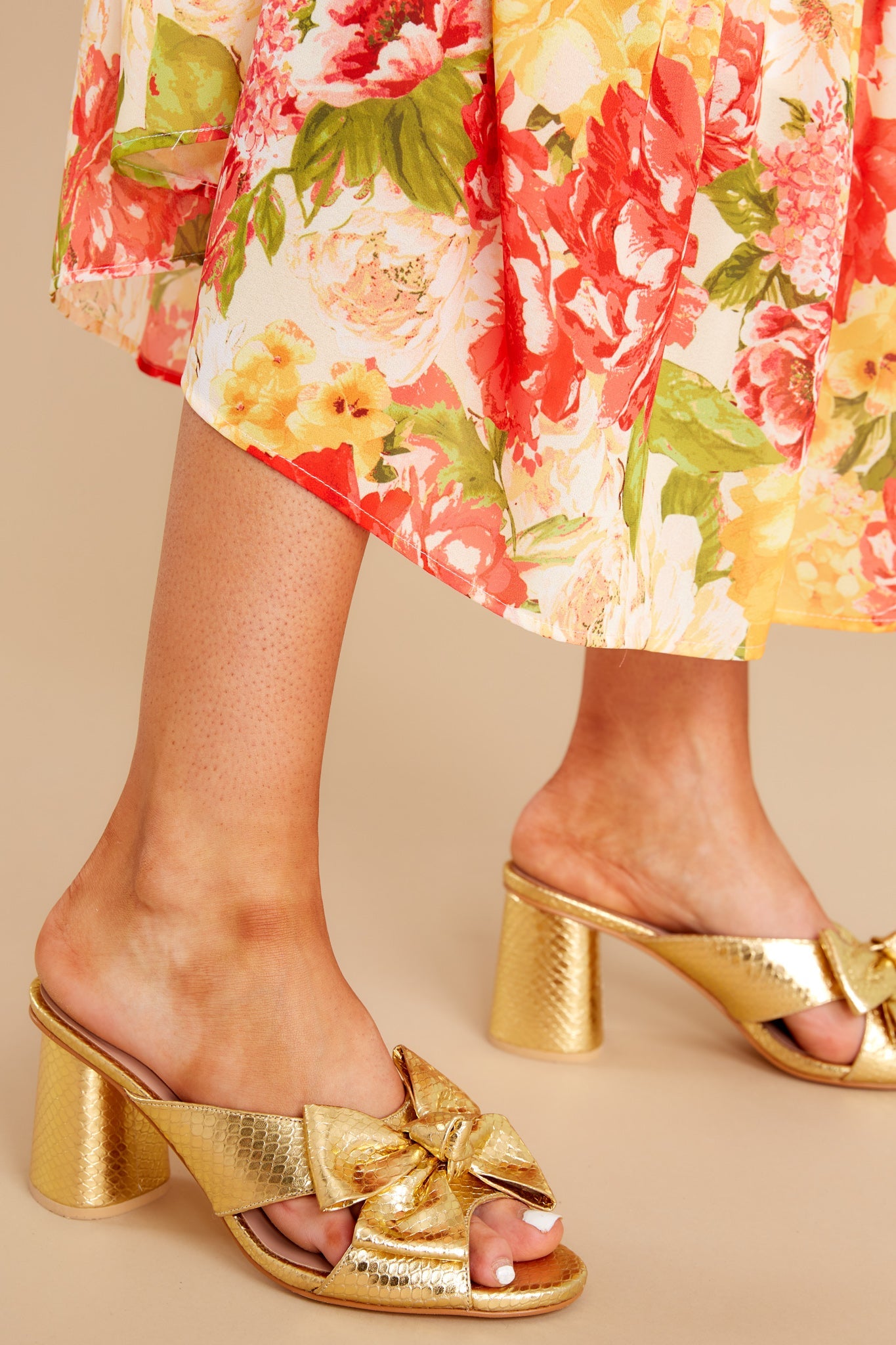 Irina Gold Midi Heels