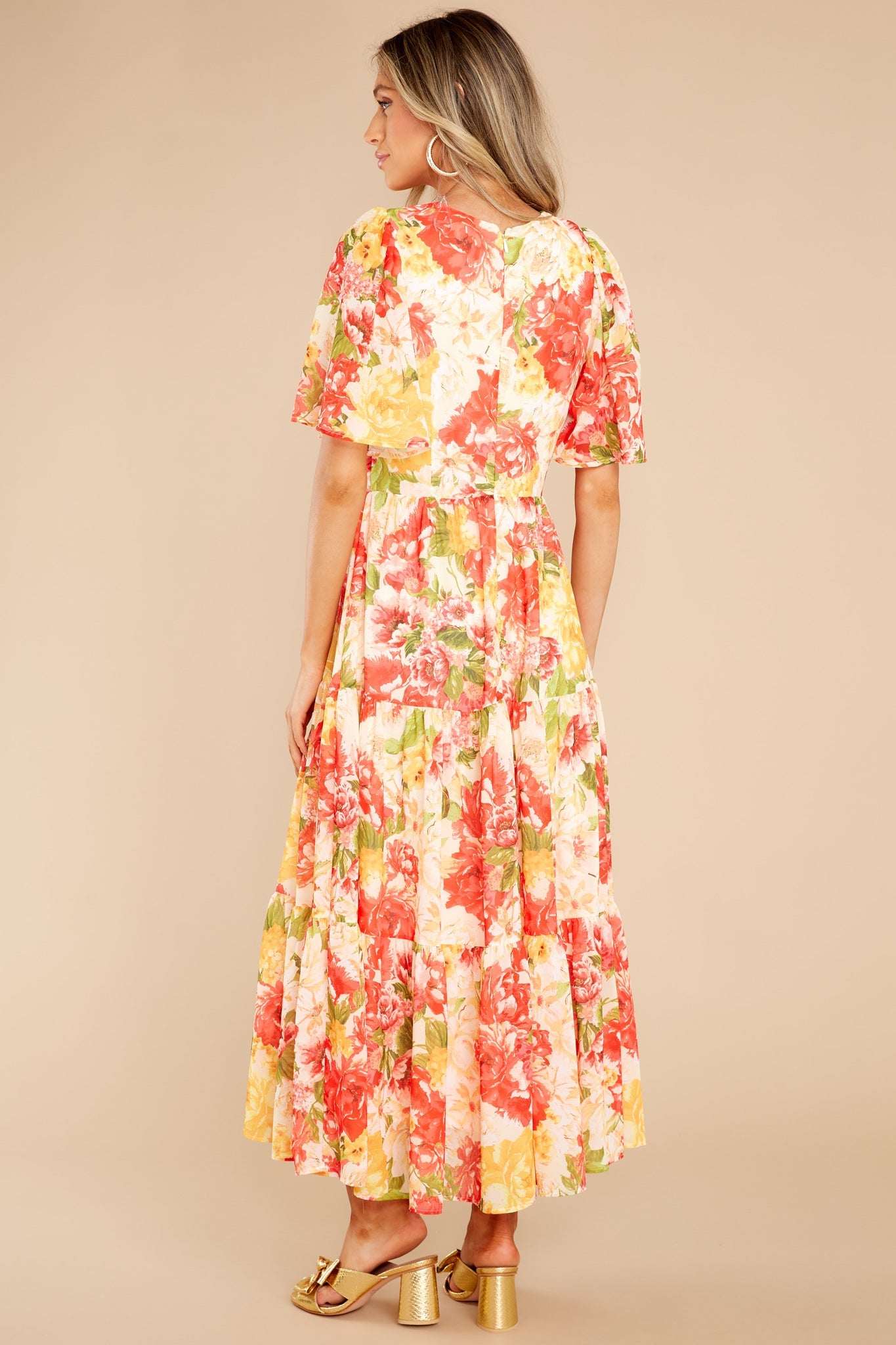 Follow The Love Orange Multi Floral Print Dress