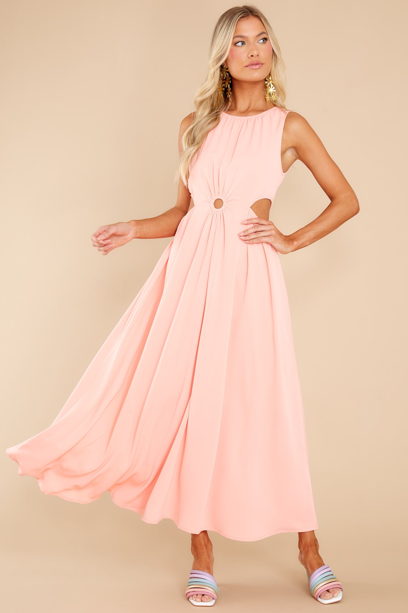 Wander With Me Peach Maxi Dress