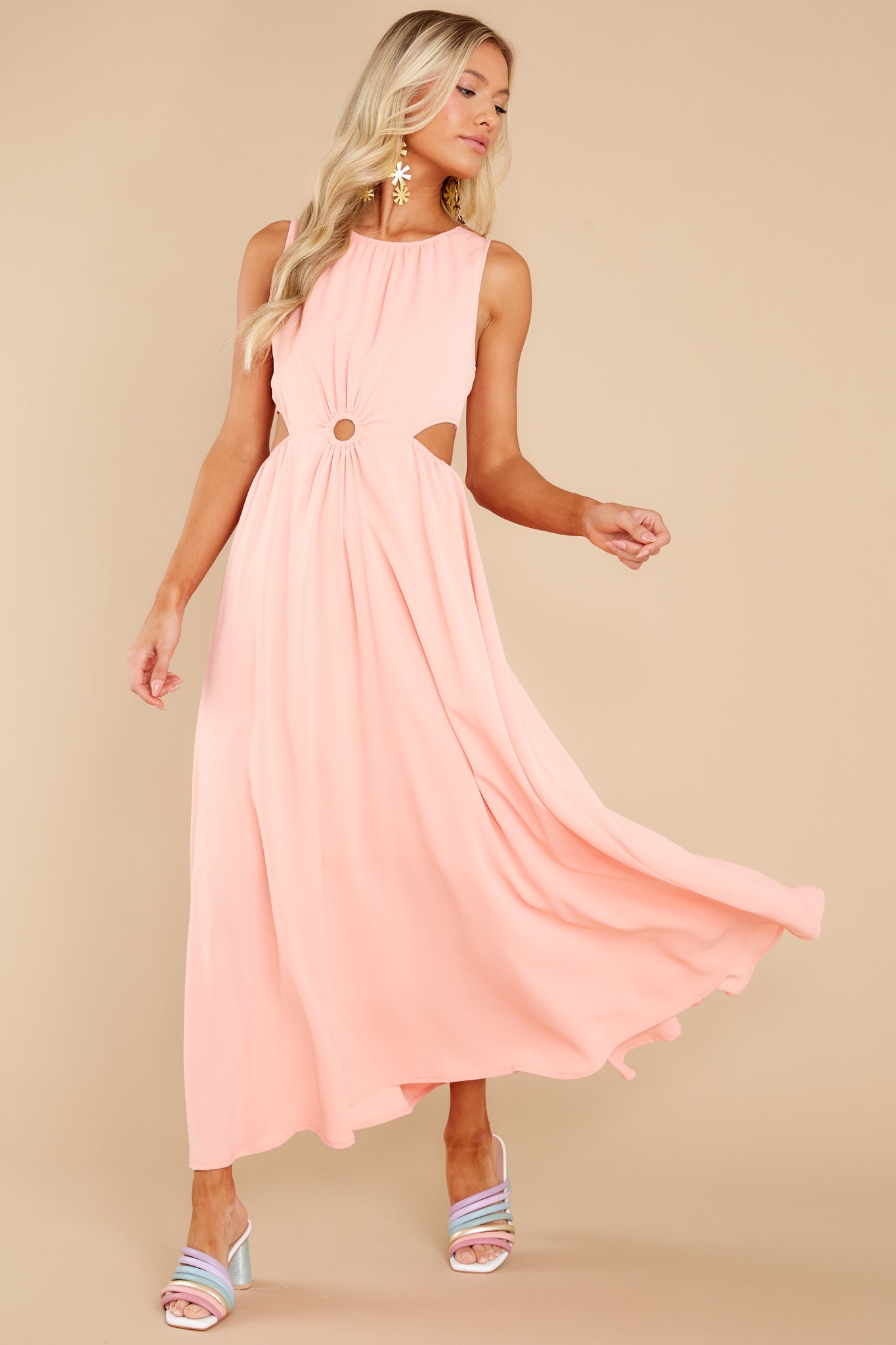 Wander With Me Peach Maxi Dress